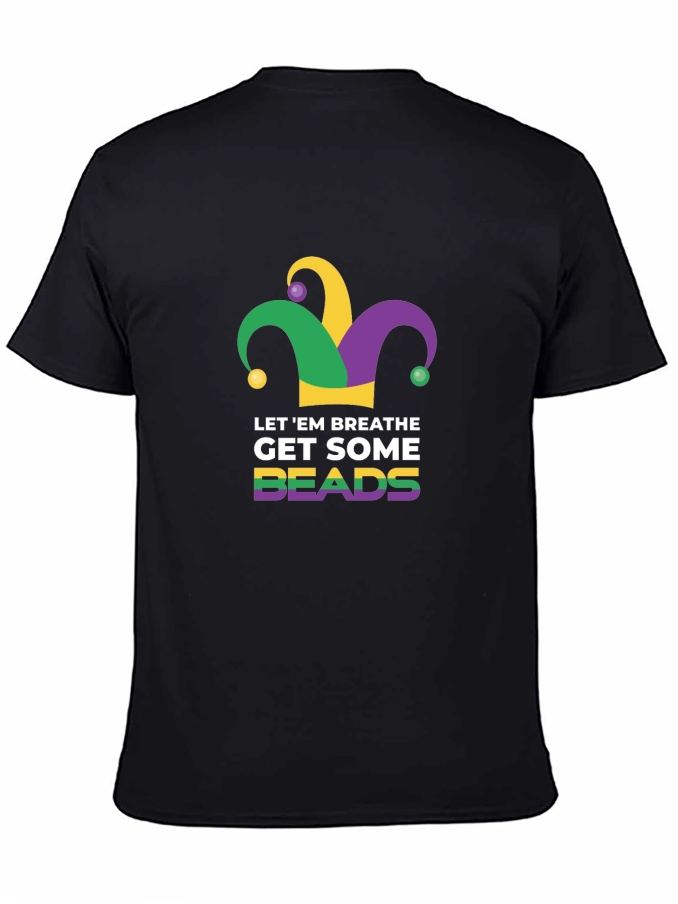 Mardi Gras Let Em Breathe Beads Graphic T-Shirt