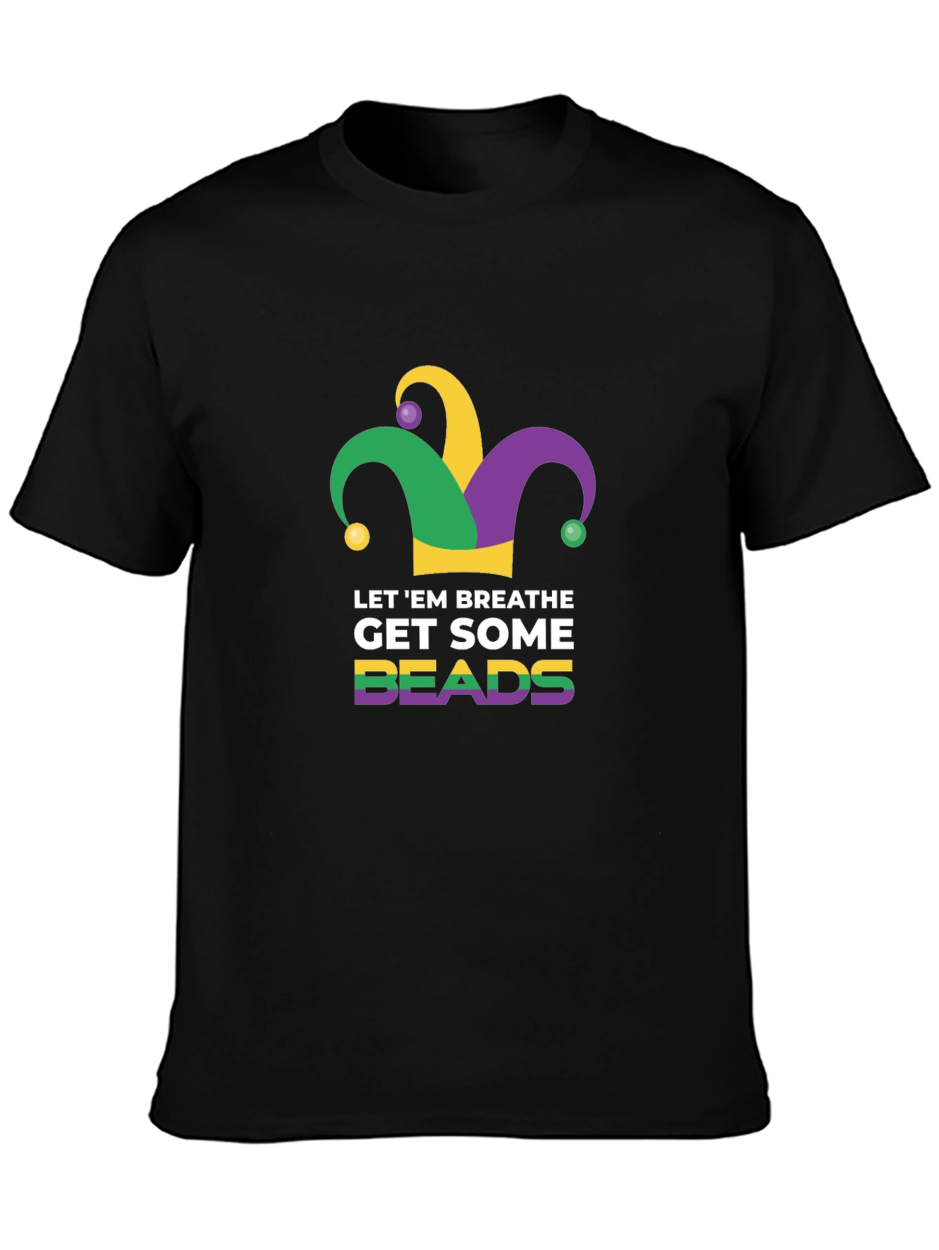 Mardi Gras Let Em Breathe Beads Graphic T-Shirt