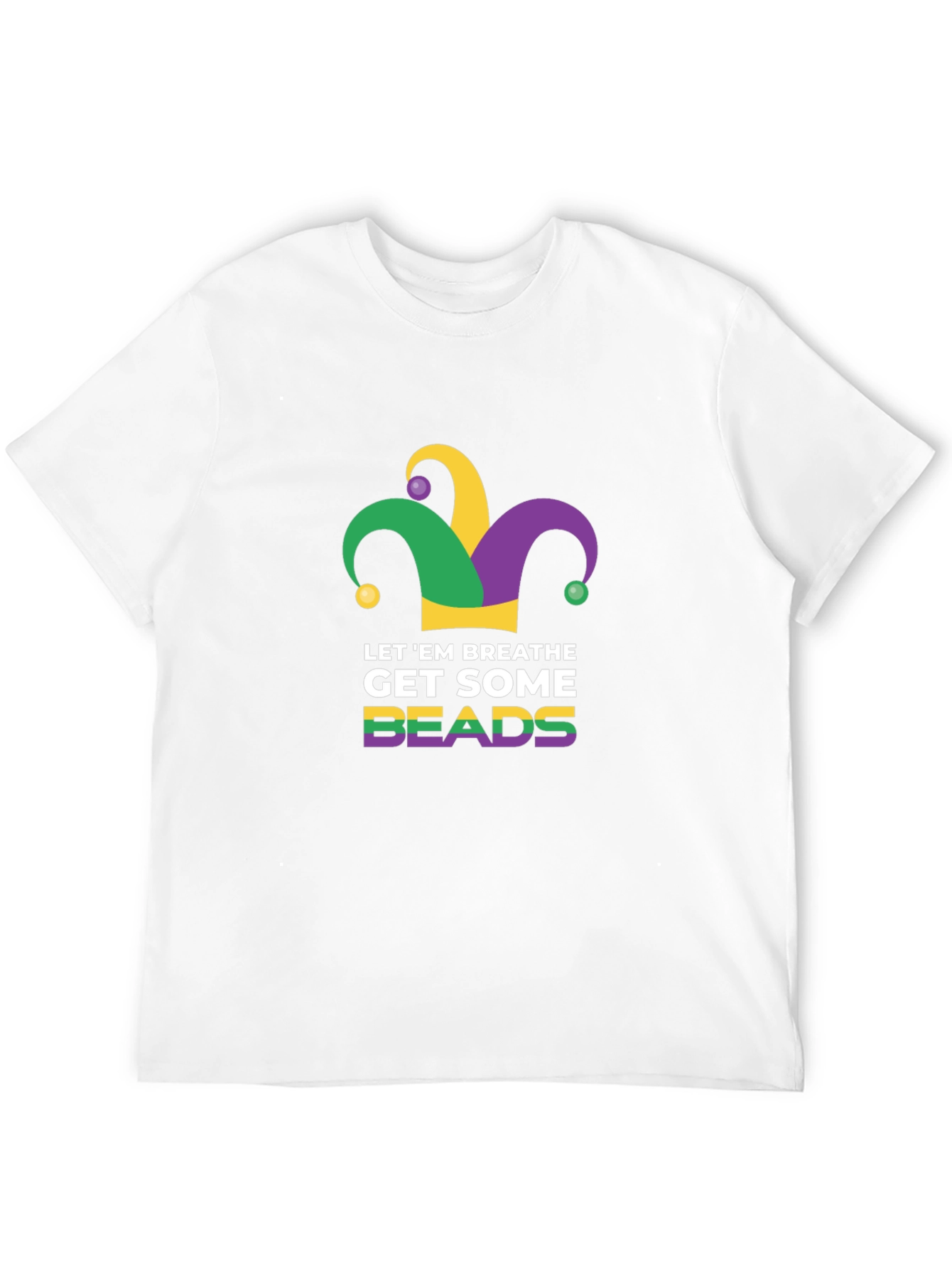 Mardi Gras Let Em Breathe Beads Graphic T-Shirt