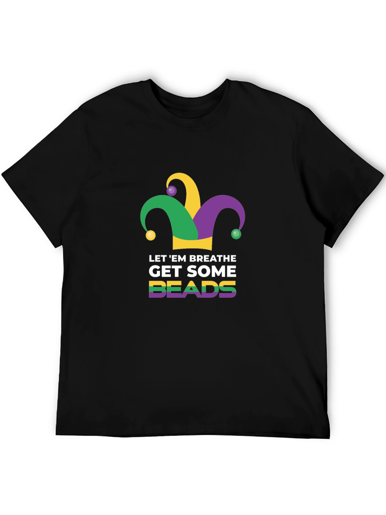 Mardi Gras Let Em Breathe Beads Graphic T-Shirt