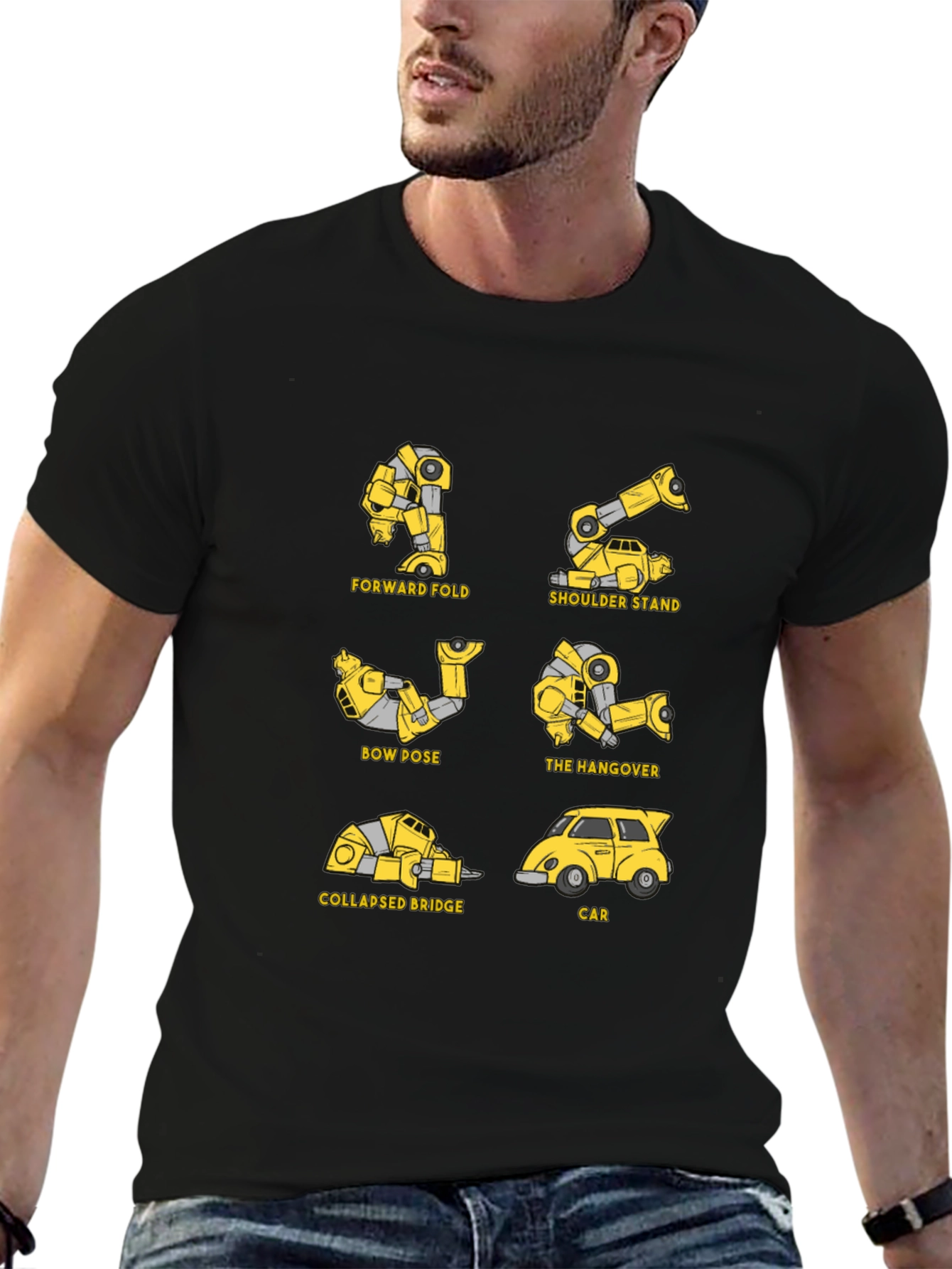 Yoga Transformer T-Shirt - Unique Robot Poses
