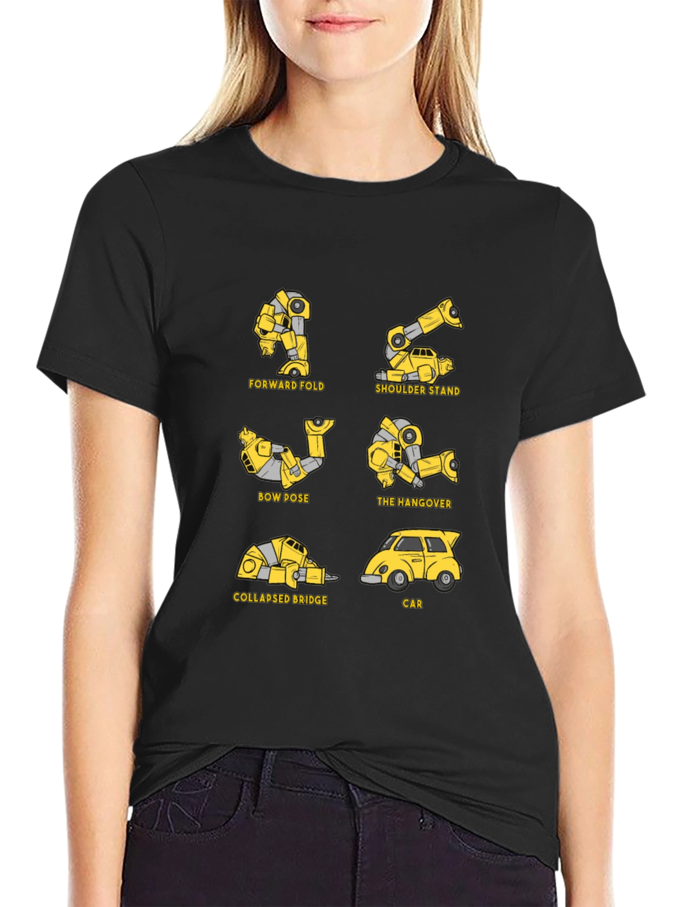Yoga Transformer T-Shirt - Unique Robot Poses