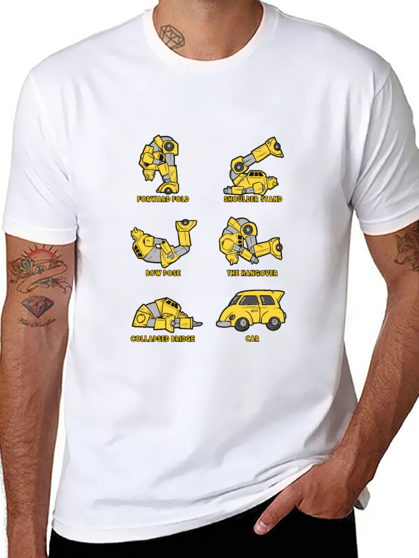 Yoga Transformer T-Shirt - Unique Robot Poses
