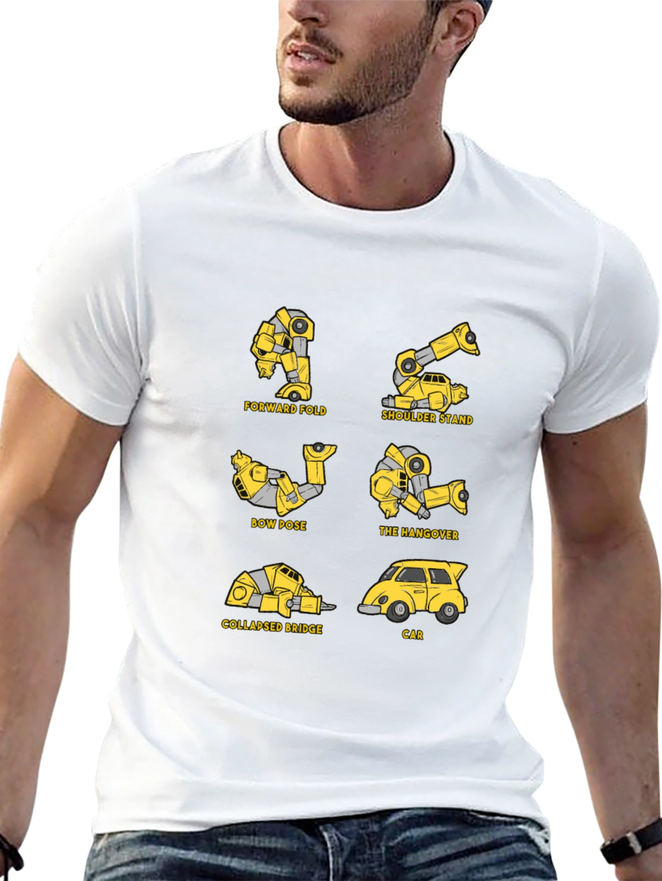 Yoga Transformer T-Shirt - Unique Robot Poses