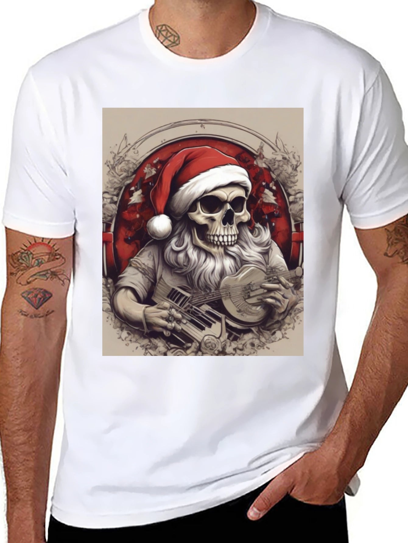 Skeleton Santa Musician T-Shirt