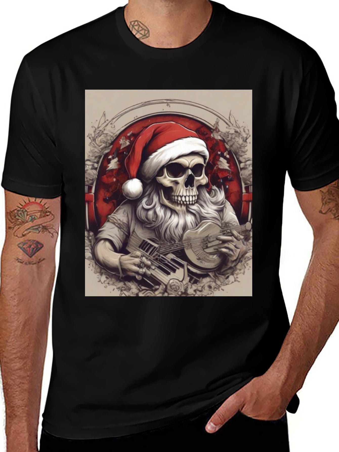 Skeleton Santa Musician T-Shirt