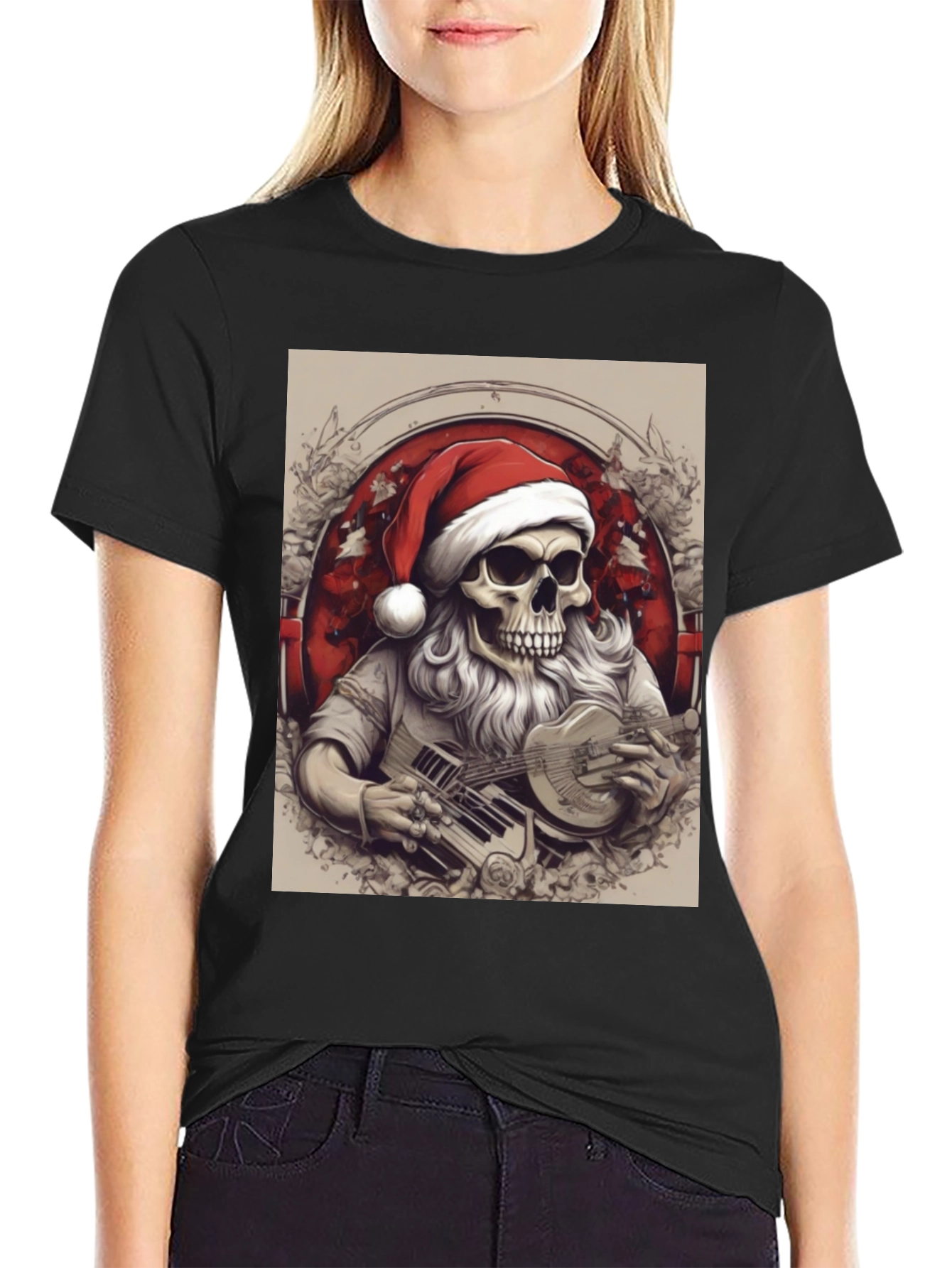 Skeleton Santa Musician T-Shirt