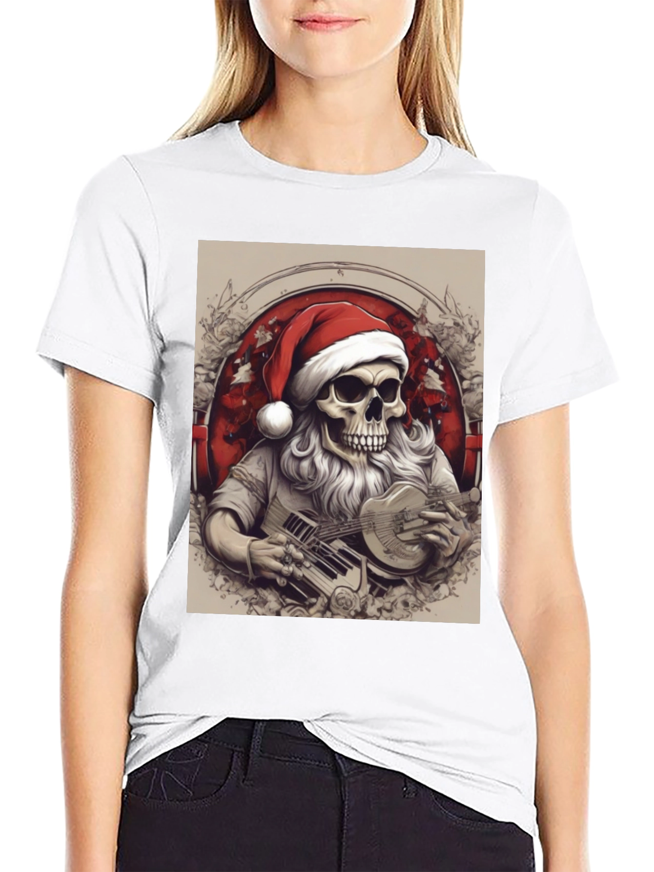 Skeleton Santa Musician T-Shirt