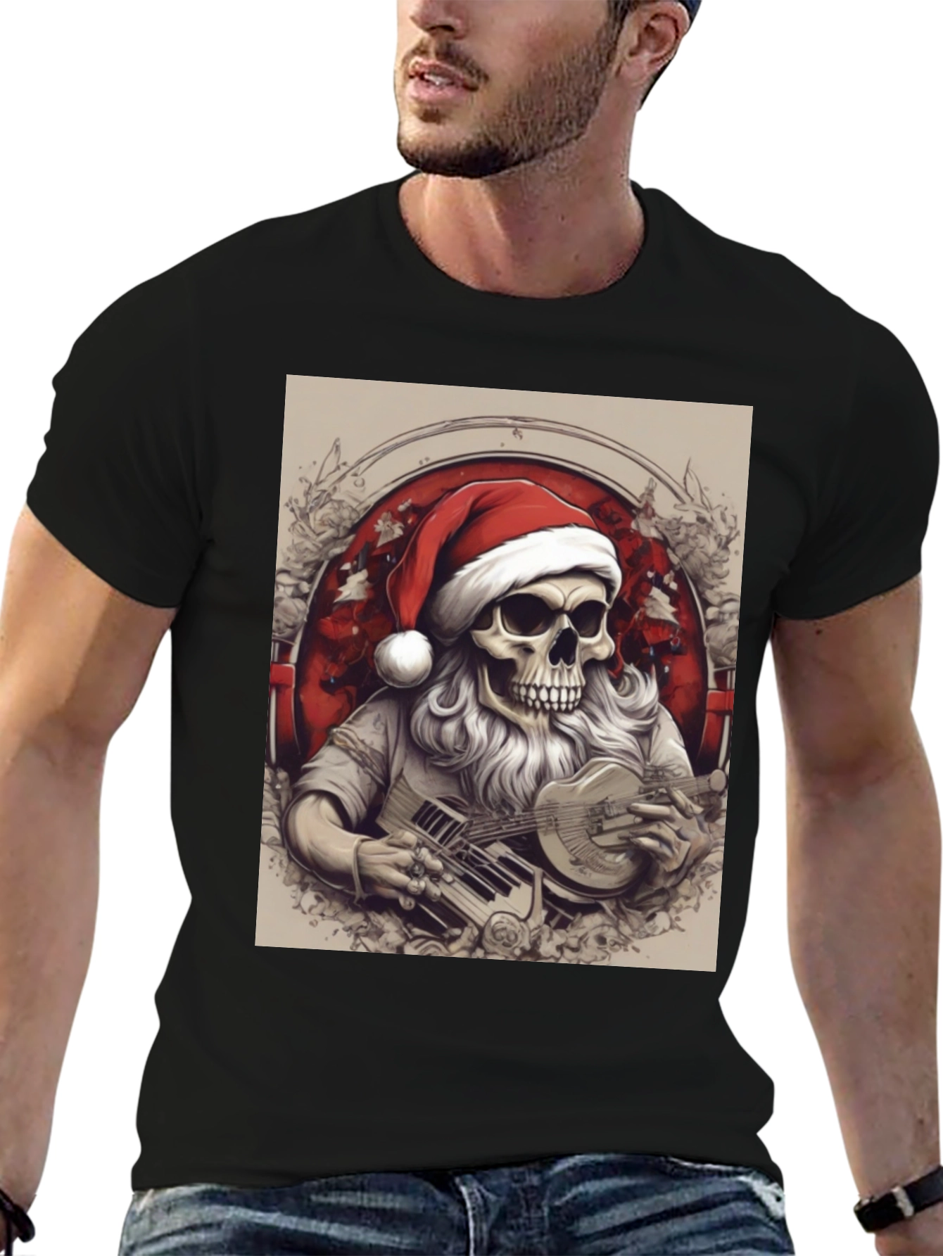 Skeleton Santa Musician T-Shirt