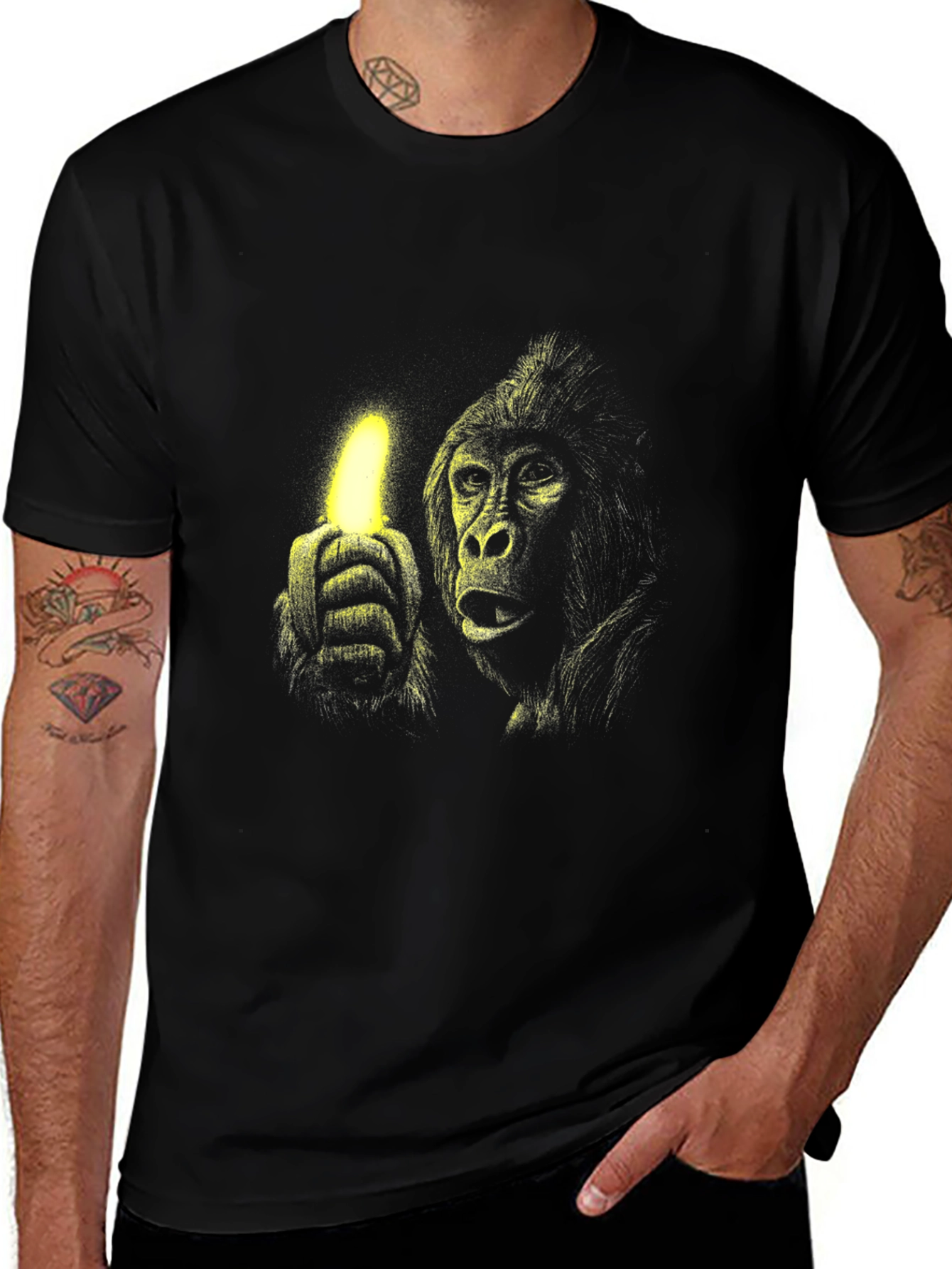 Gorilla Banana Glow Black T-Shirt