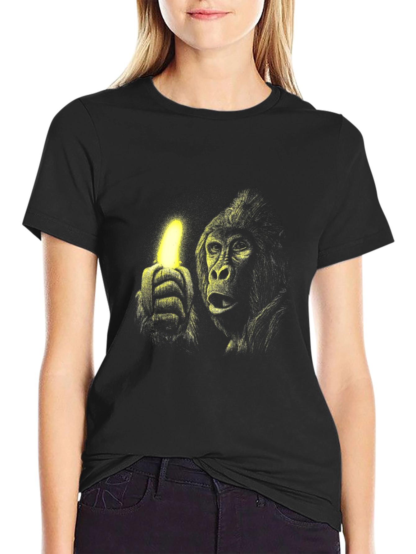 Gorilla Banana Glow Black T-Shirt