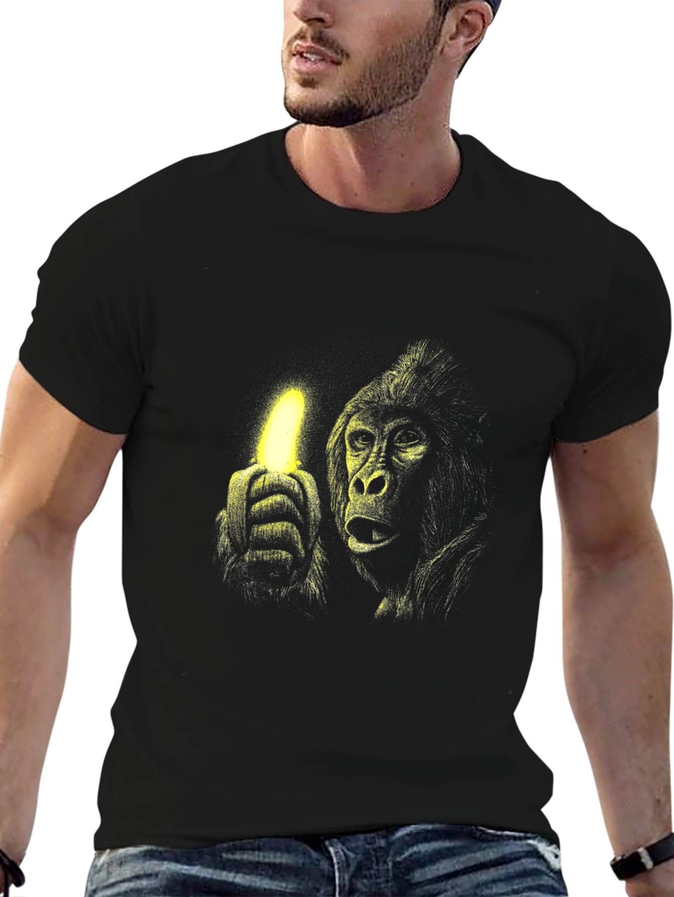 Gorilla Banana Glow Black T-Shirt