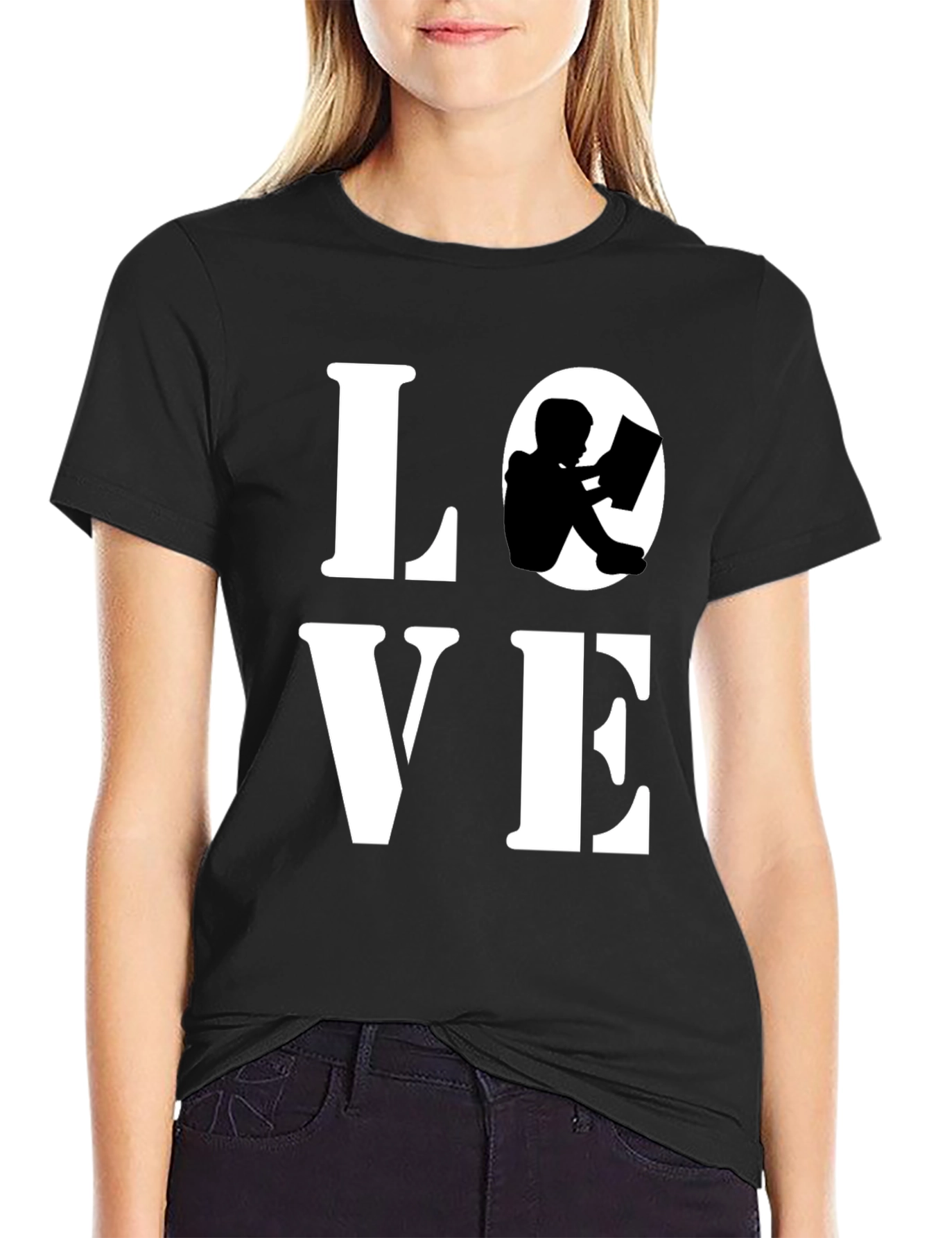 Love Reading Graphic Tee - Black Cotton Blend