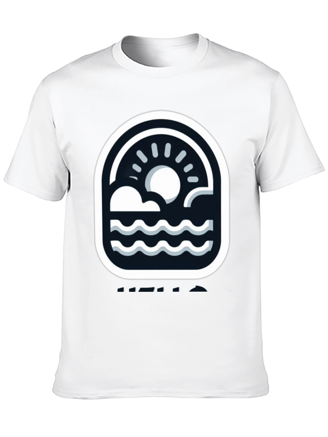 Black T-Shirt with Graphic Beach Design