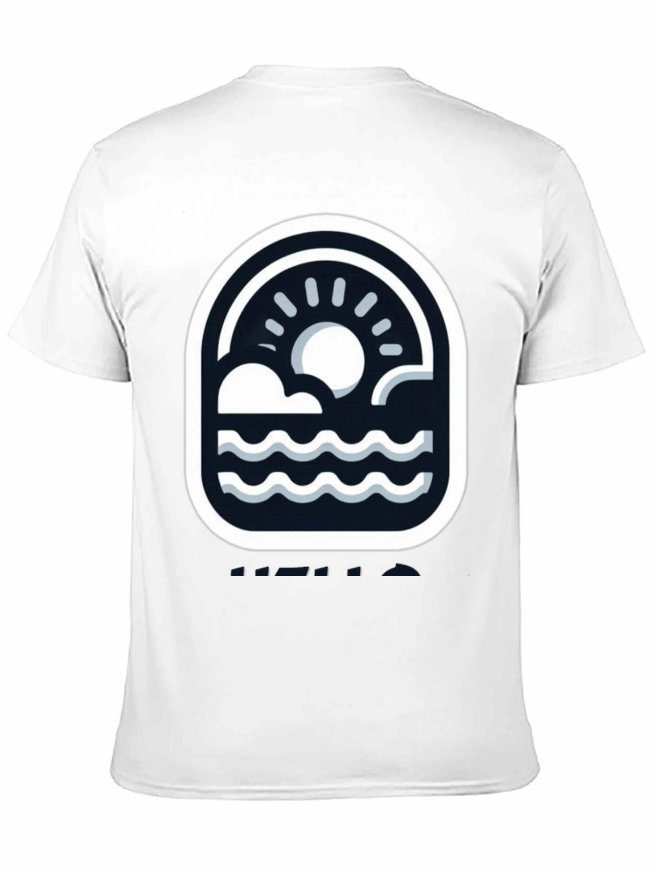 Black T-Shirt with Graphic Beach Design
