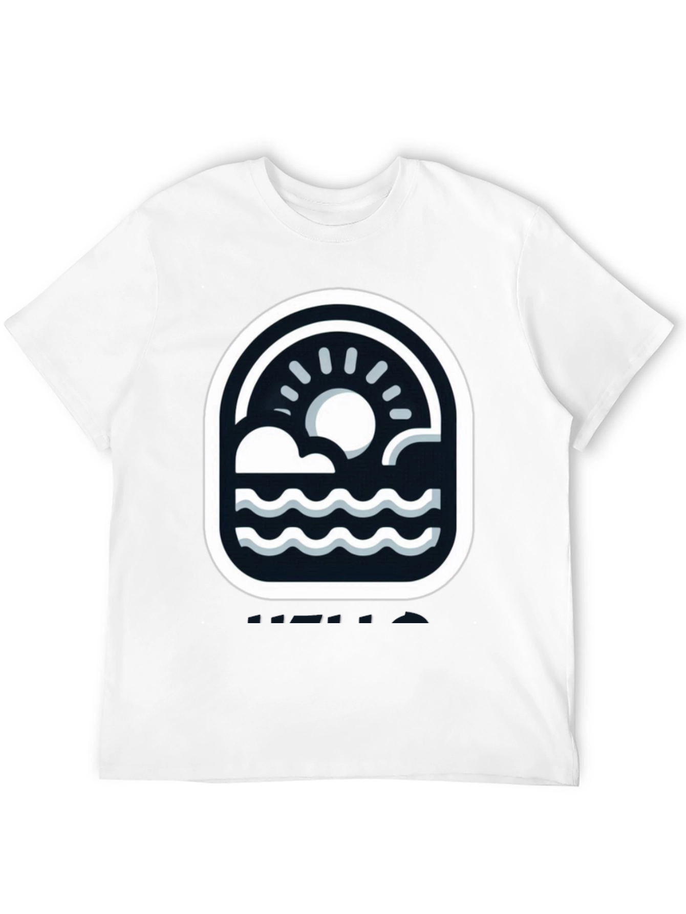 Black T-Shirt with Graphic Beach Design