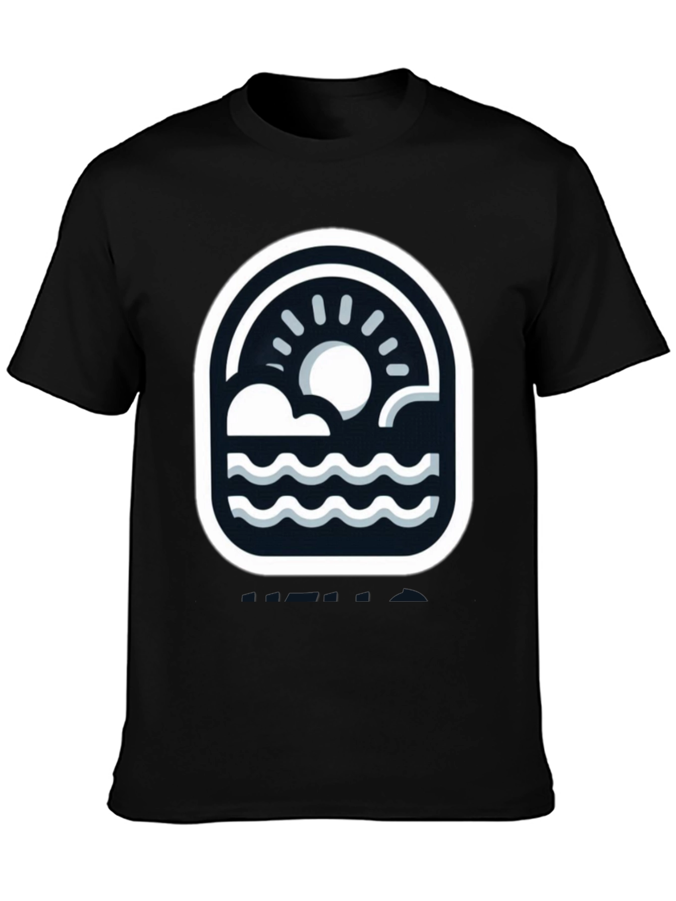 Black T-Shirt with Graphic Beach Design