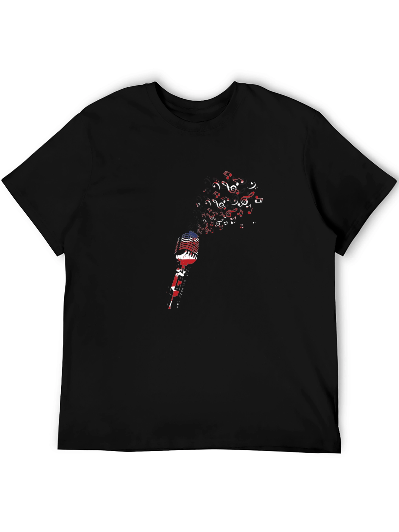 Musical Notes Microphone Graphic Tee - Black