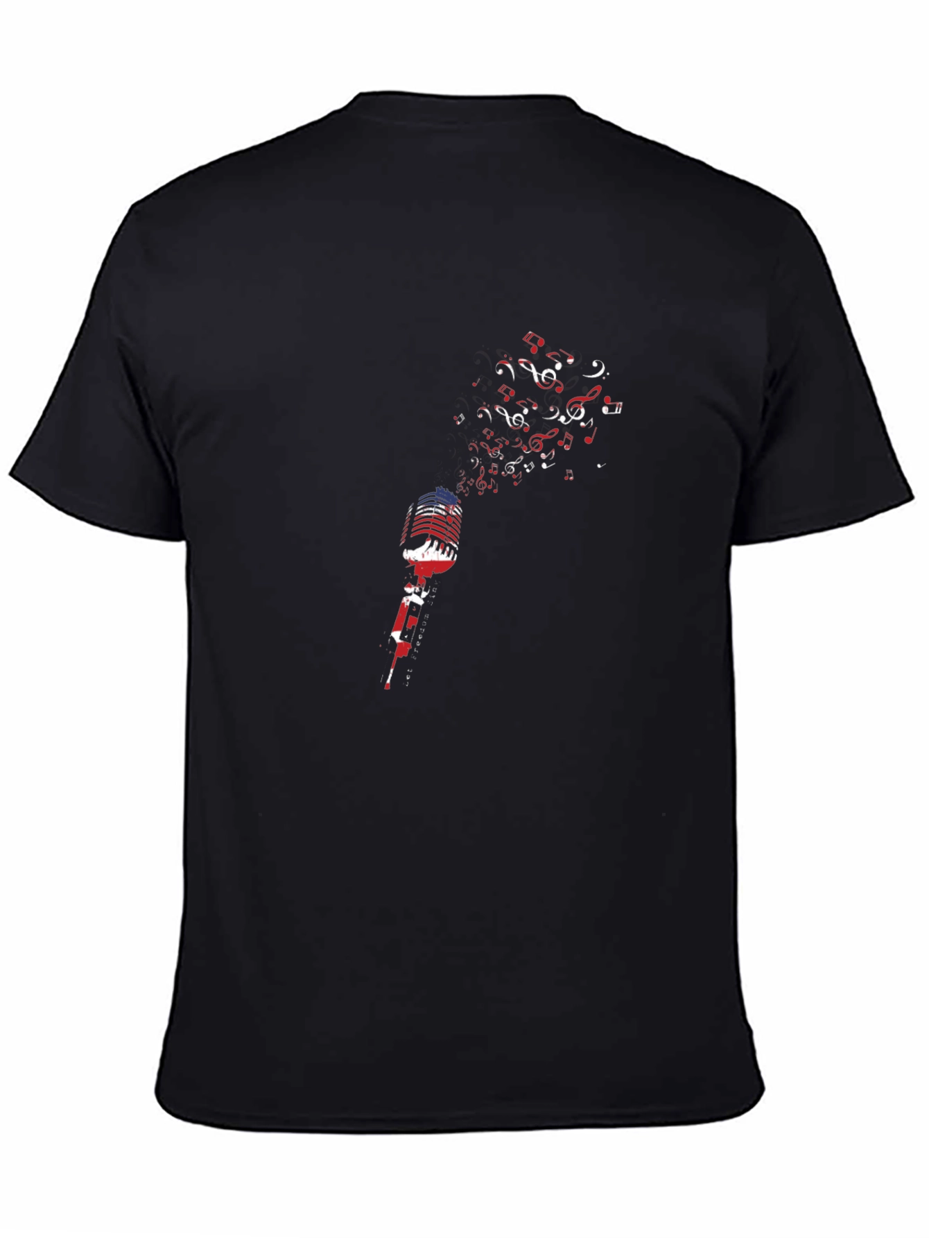 Musical Notes Microphone Graphic Tee - Black