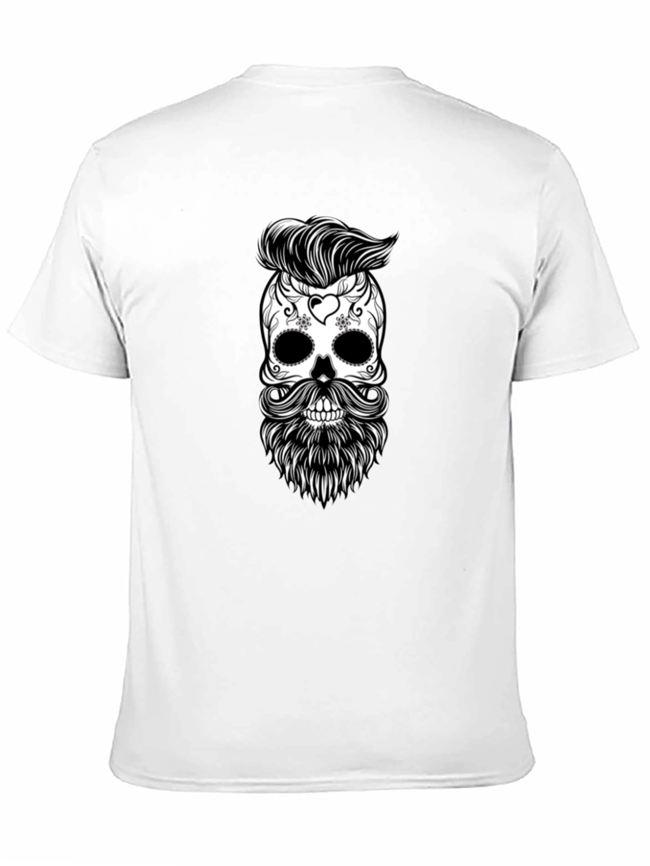 Skull & Beard Graphic Tee - Black Cotton