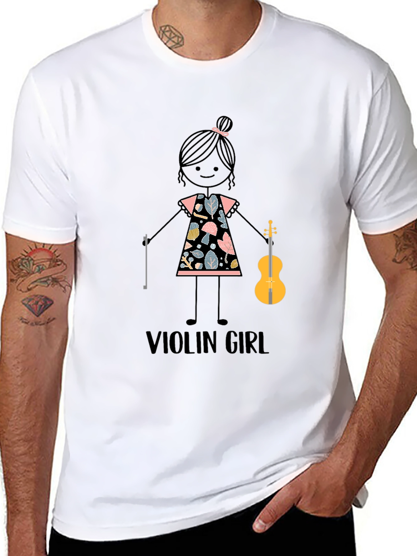 Violin Girl Graphic T-Shirt - Cute Music Lover Tee