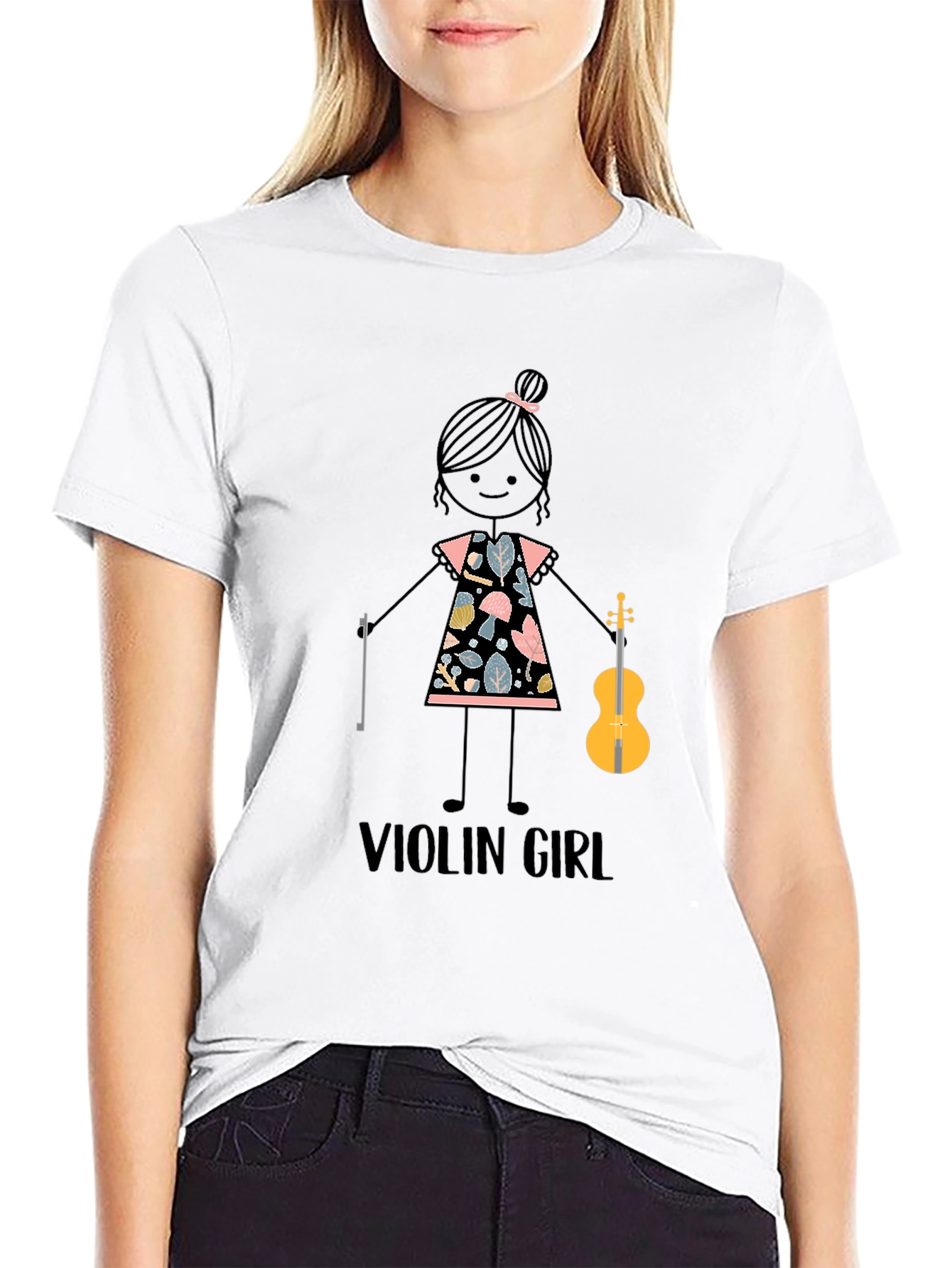 Violin Girl Graphic T-Shirt - Cute Music Lover Tee