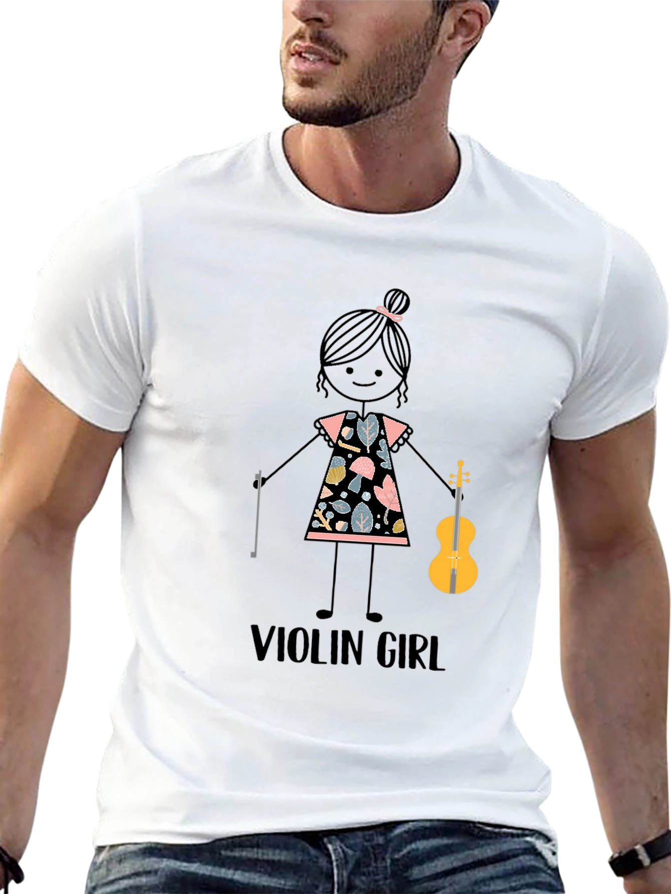 Violin Girl Graphic T-Shirt - Cute Music Lover Tee