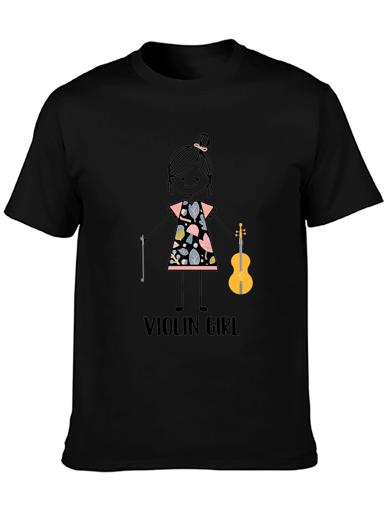 Violin Girl Graphic T-Shirt - Cute Music Lover Tee