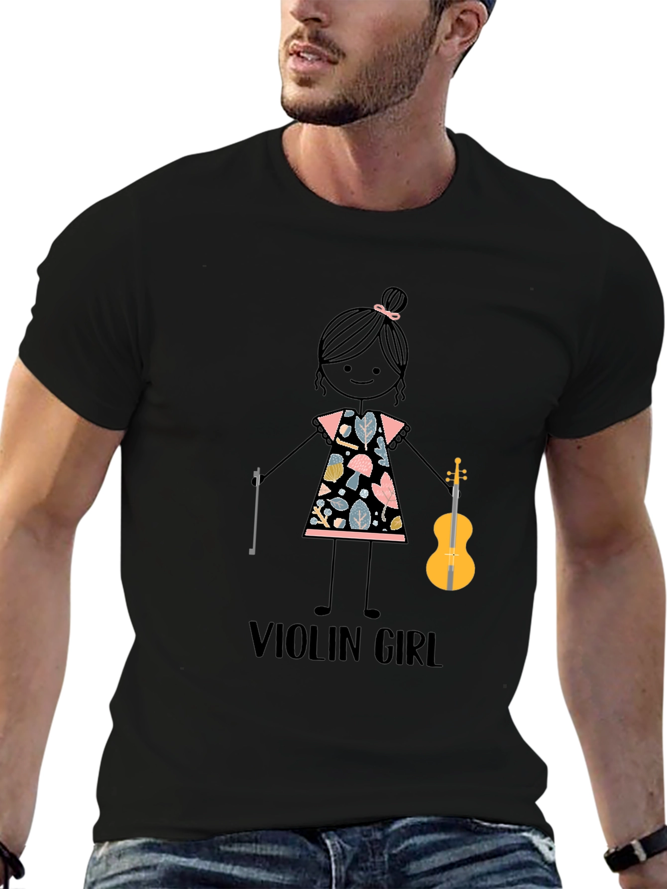 Violin Girl Graphic T-Shirt - Cute Music Lover Tee