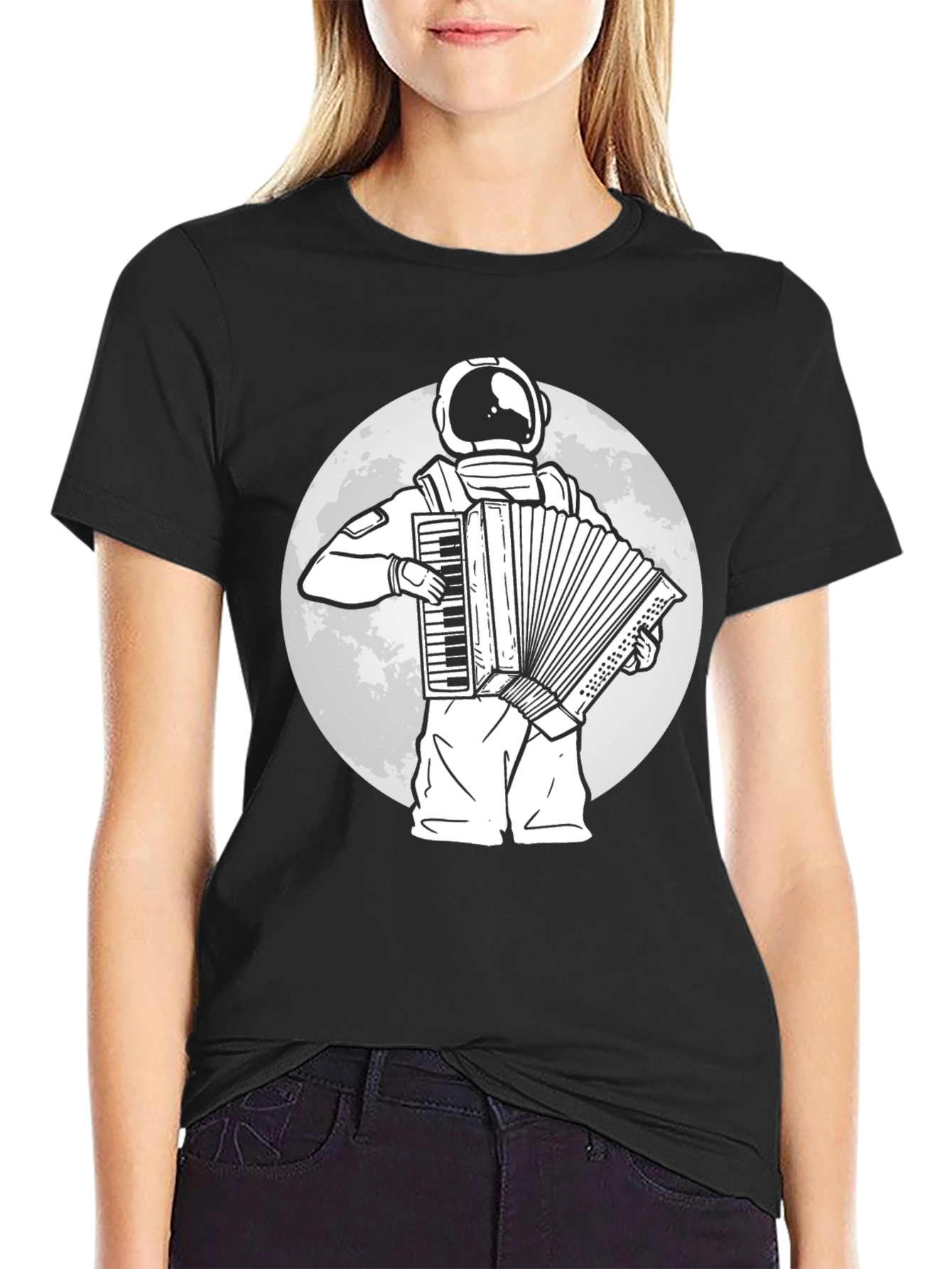 Astronaut Accordion Player Graphic Tee