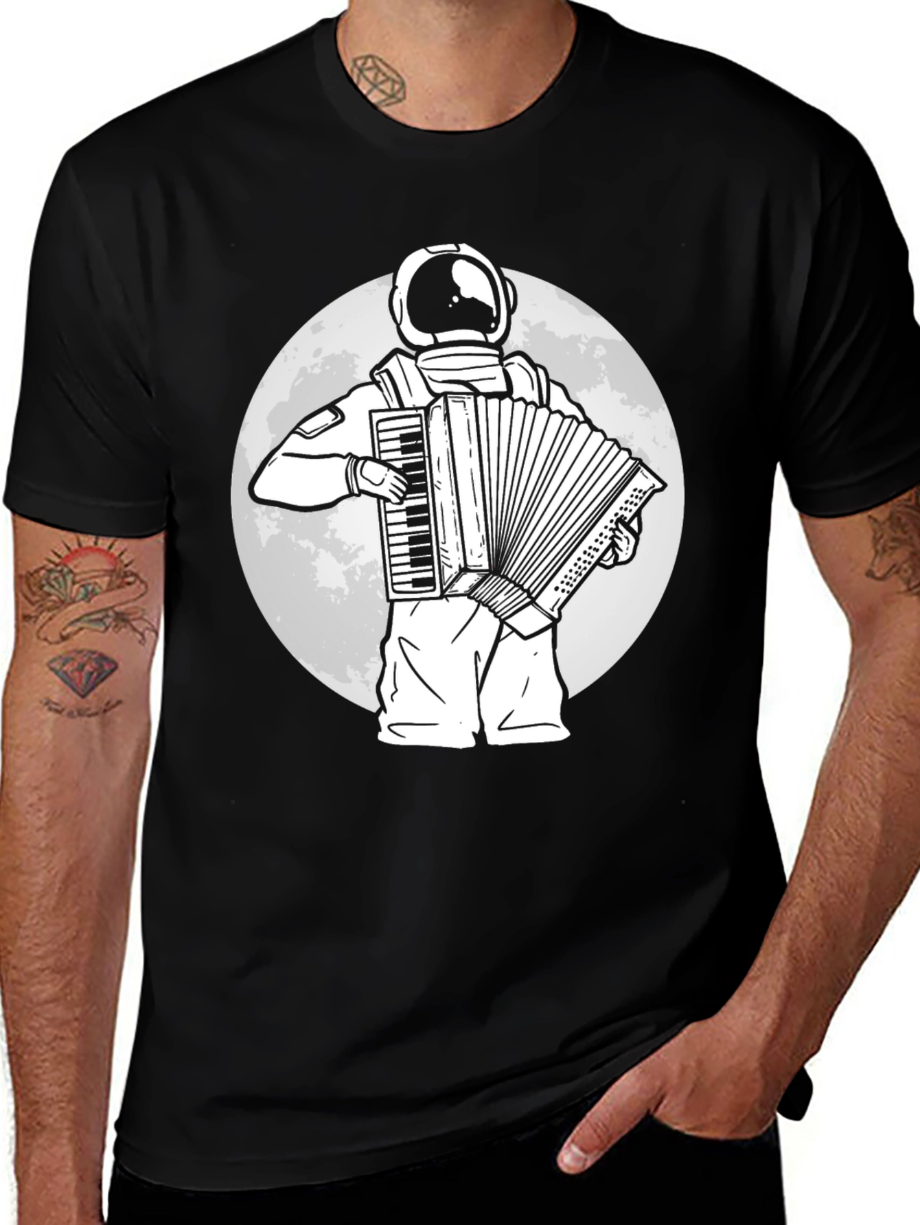 Astronaut Accordion Player Graphic Tee