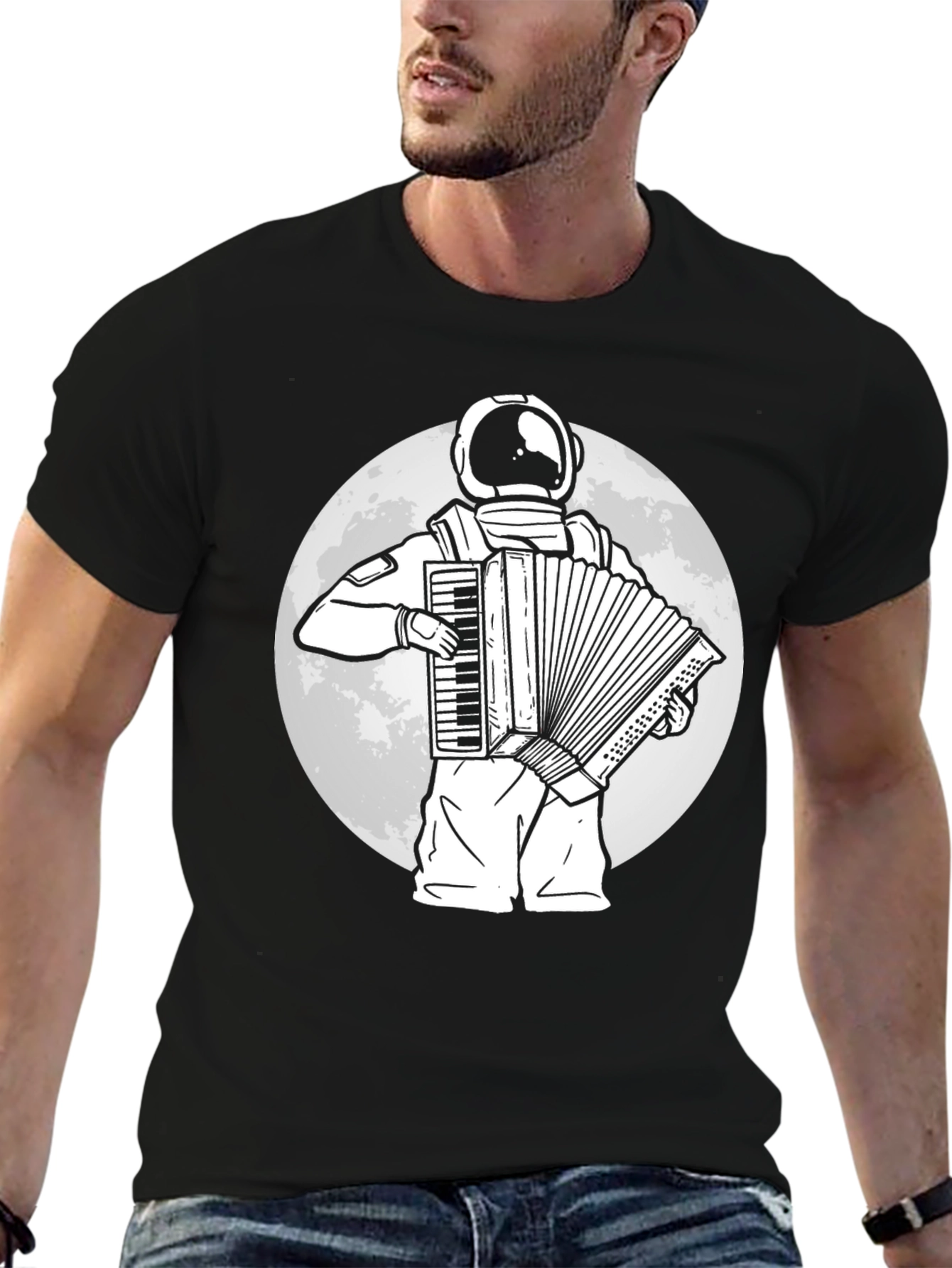Astronaut Accordion Player Graphic Tee