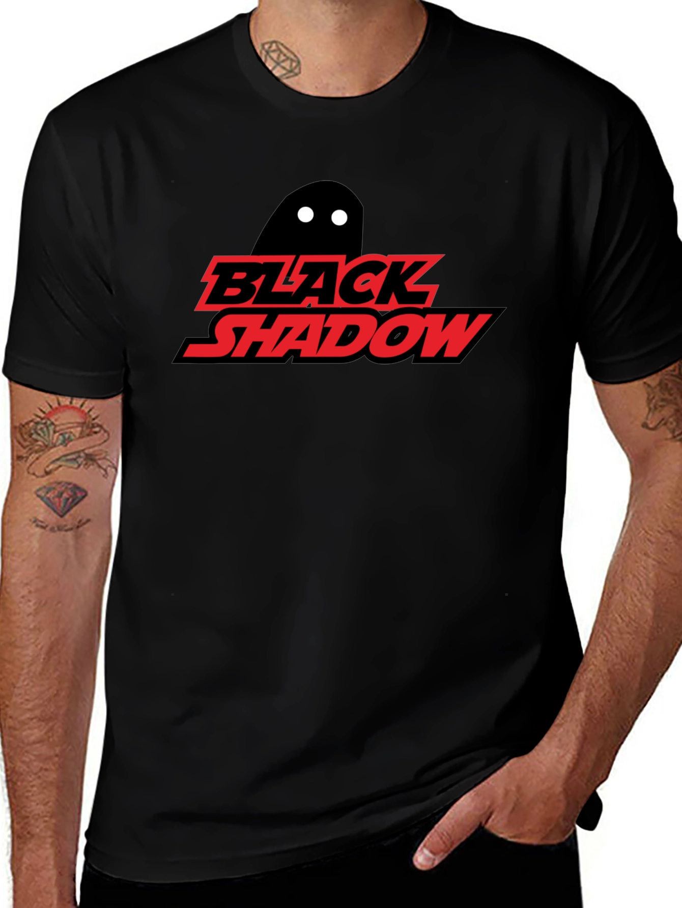 Black Shadow Graphic Tee - Soft Cotton Blend