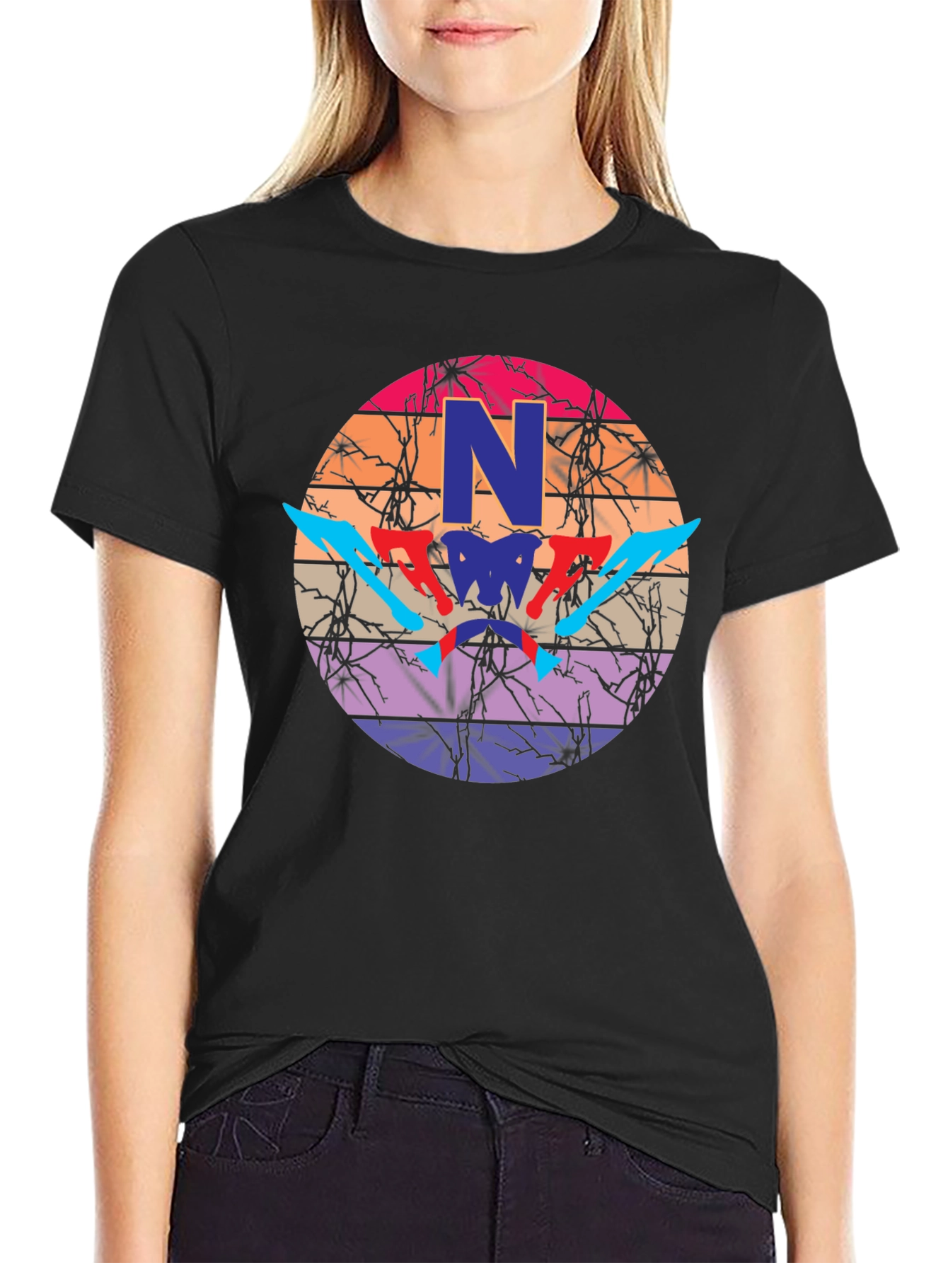 Graphic Print Mens Black T-Shirt