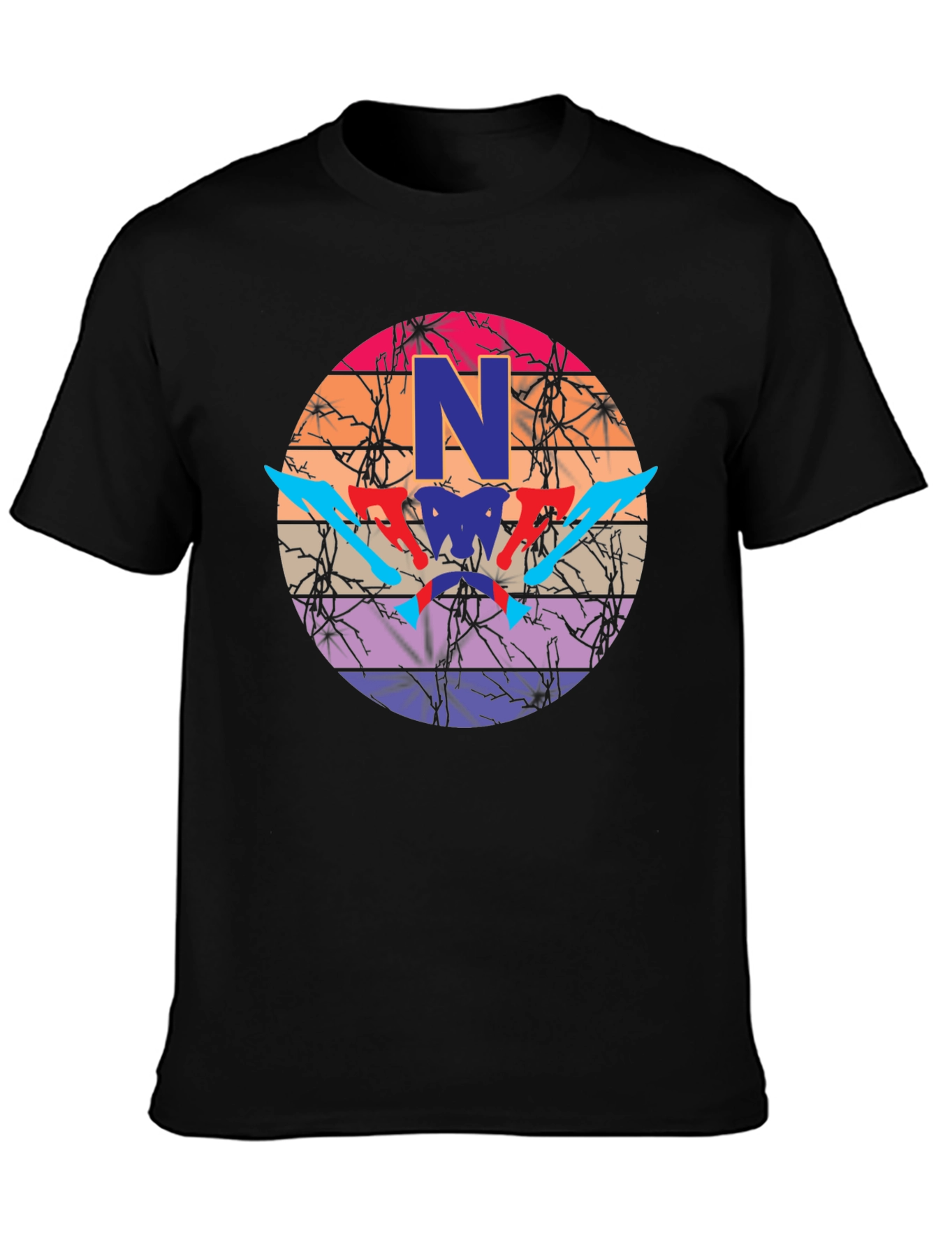 Graphic Print Mens Black T-Shirt