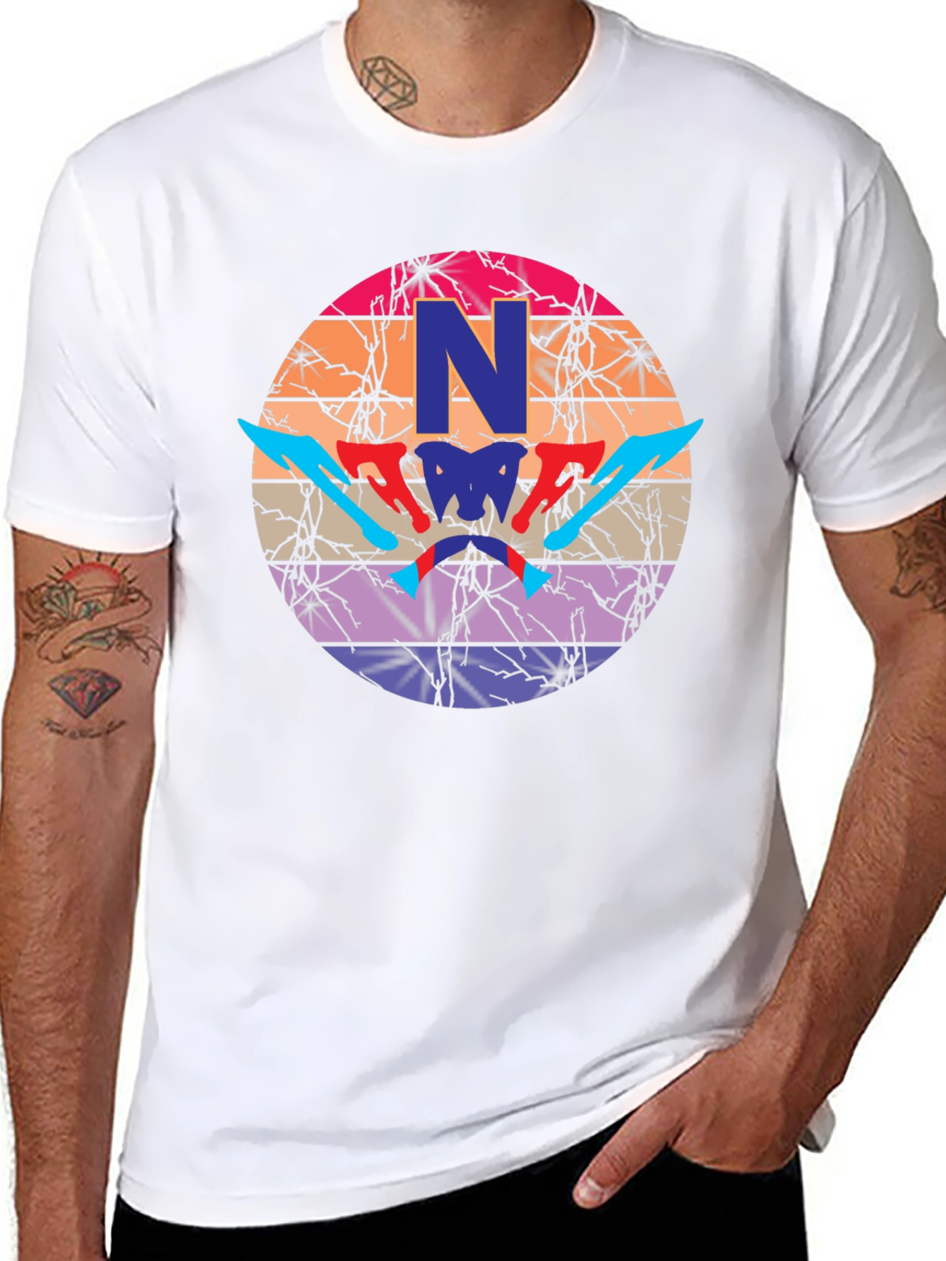 Graphic Print Mens Black T-Shirt
