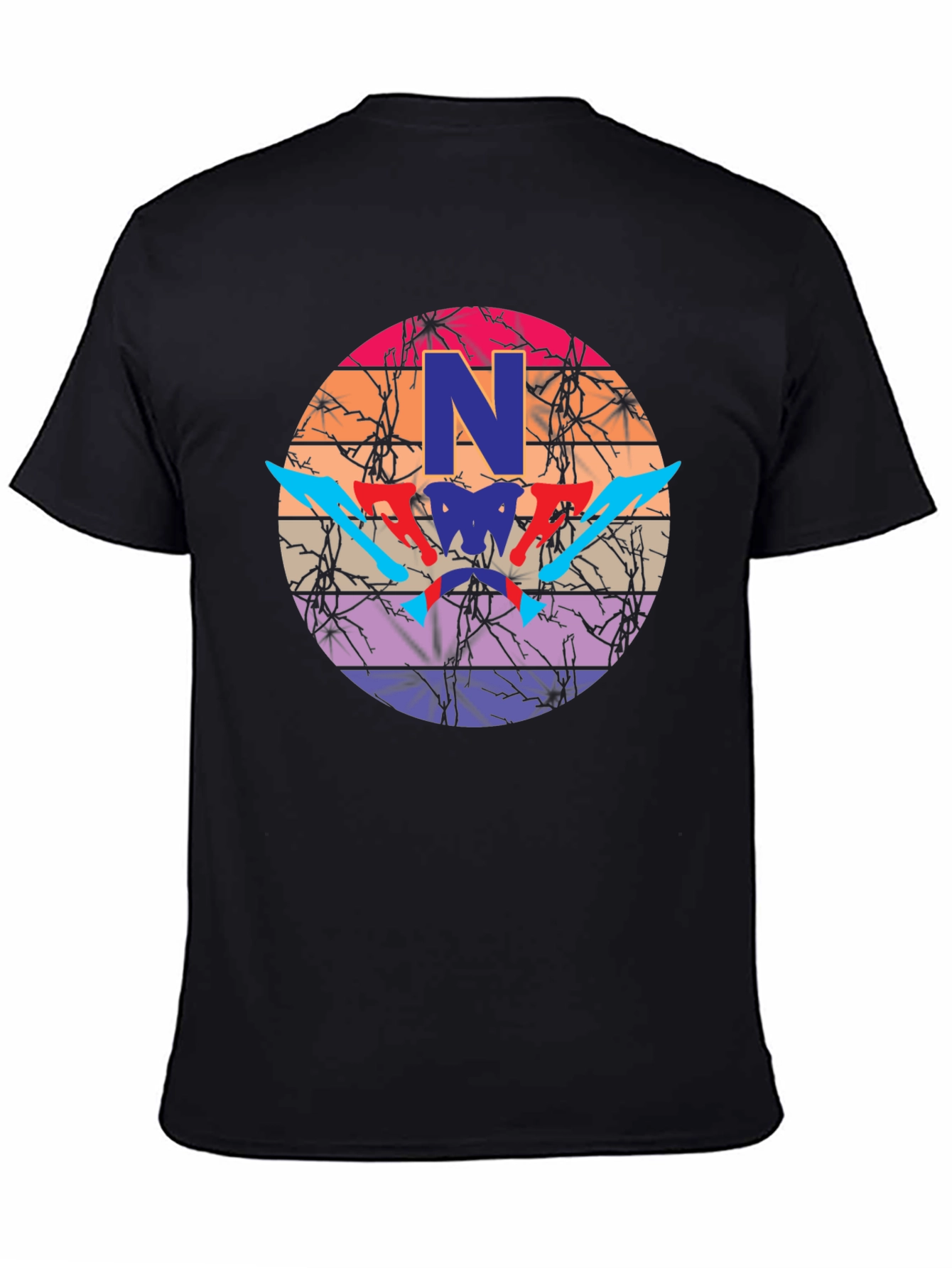 Graphic Print Mens Black T-Shirt