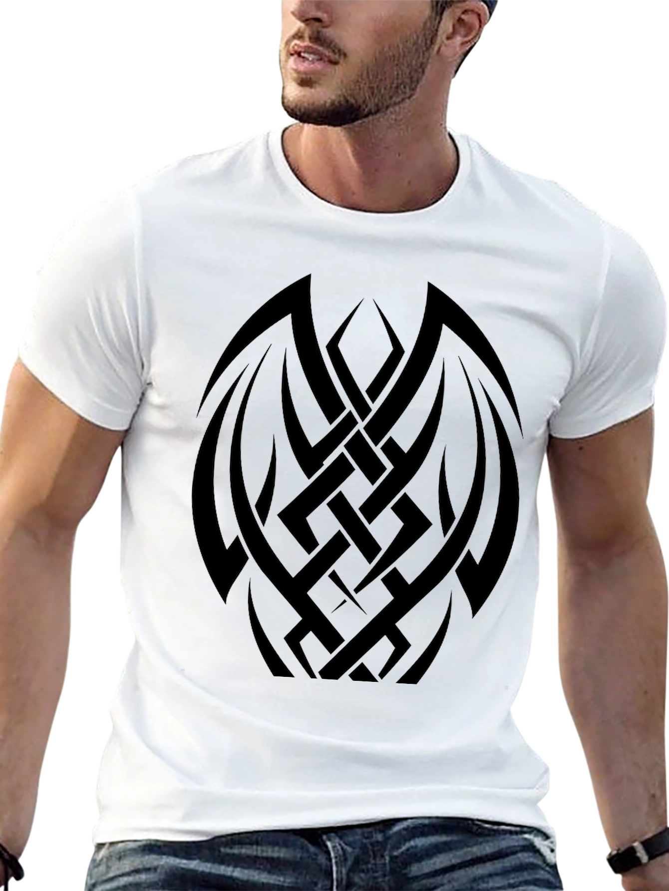 Black Tribal Tattoo Graphic Print Tee