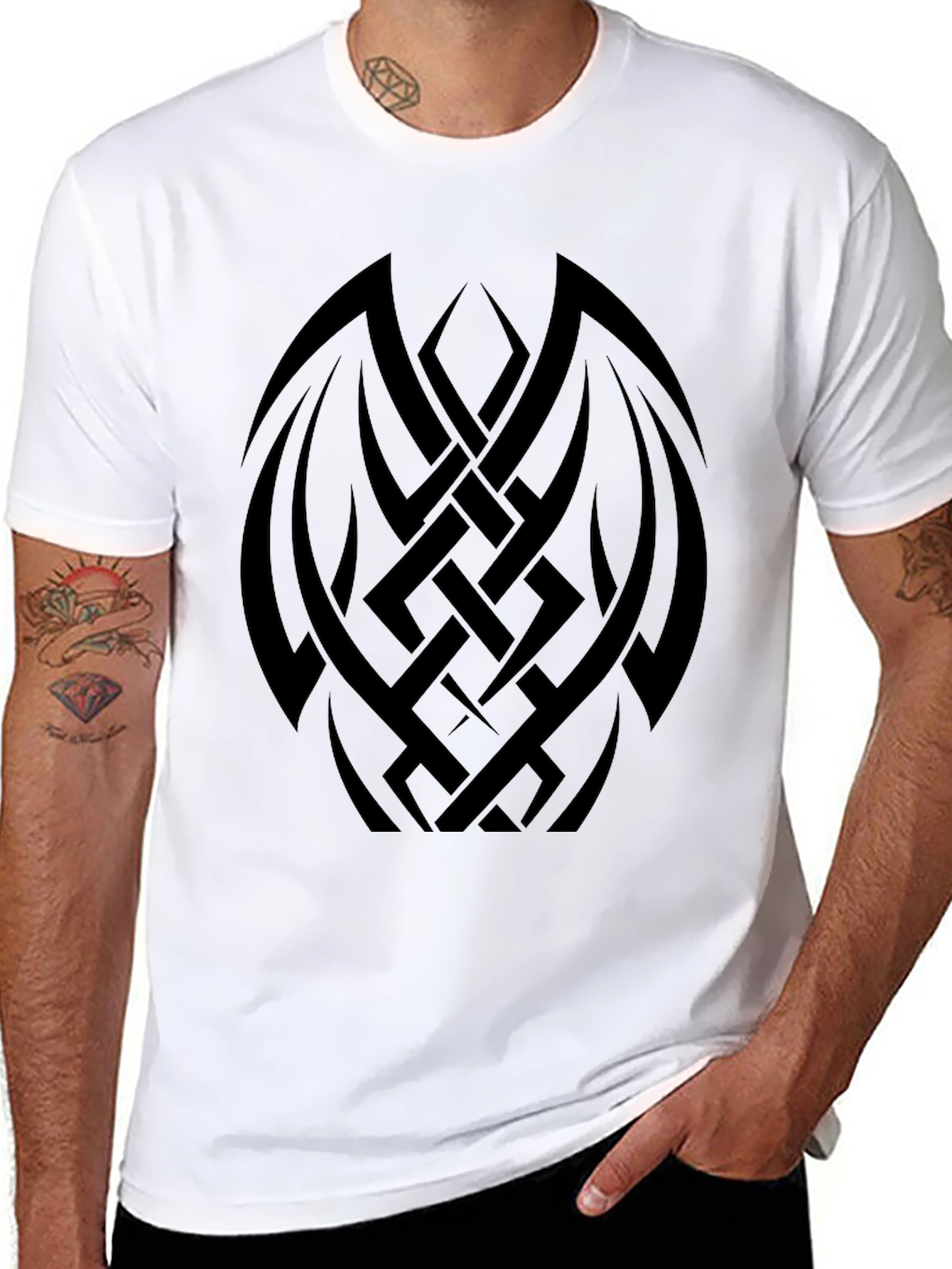 Black Tribal Tattoo Graphic Print Tee