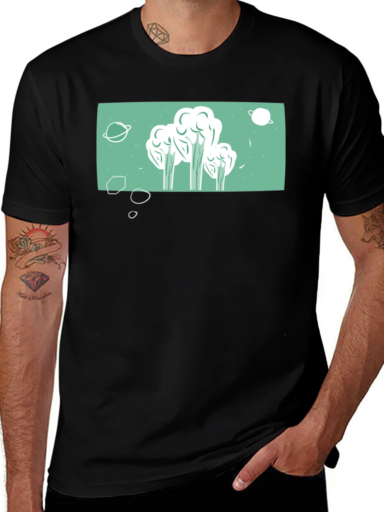 Space Broccoli T-Shirt - Quirky Graphic Tee