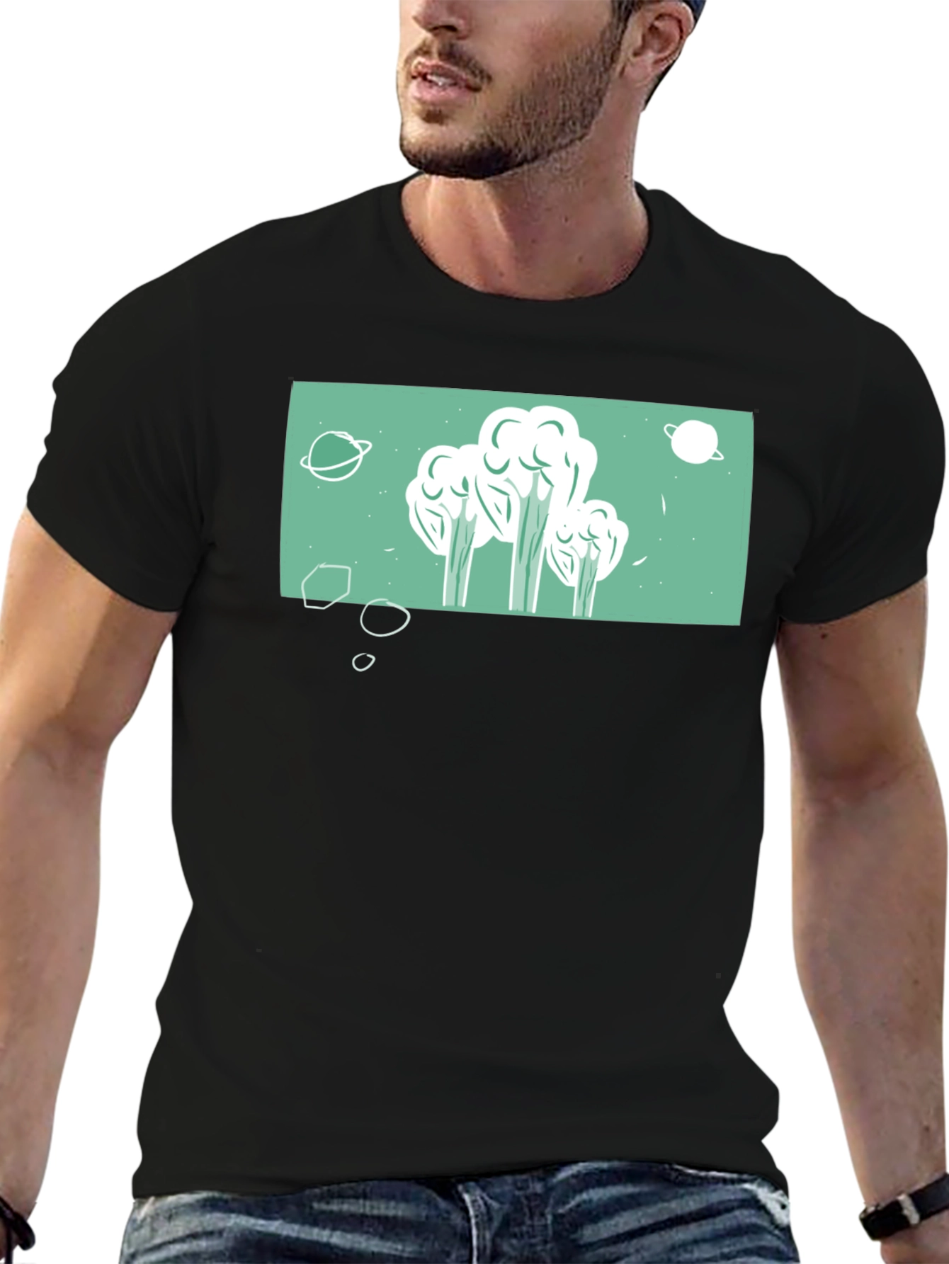 Space Broccoli T-Shirt - Quirky Graphic Tee