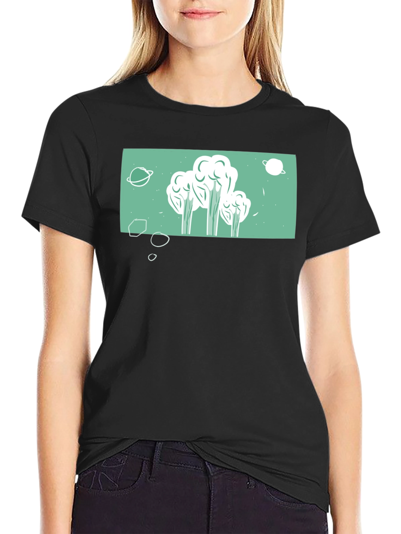 Space Broccoli T-Shirt - Quirky Graphic Tee