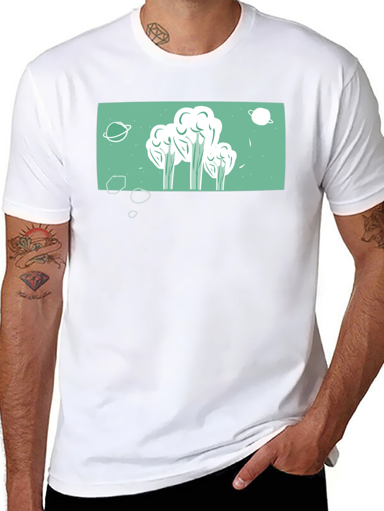 Space Broccoli T-Shirt - Quirky Graphic Tee