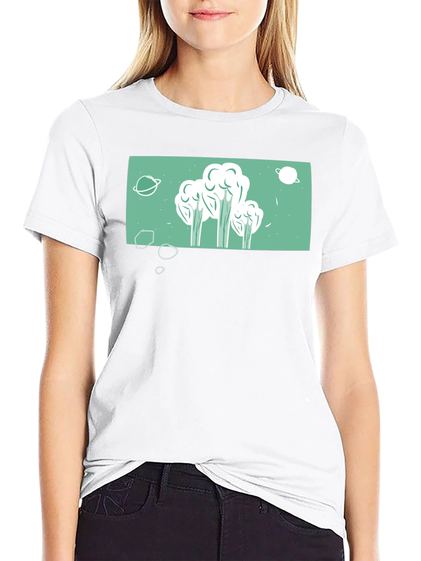 Space Broccoli T-Shirt - Quirky Graphic Tee