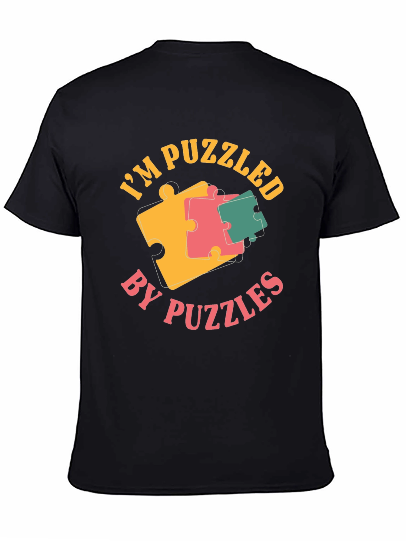 Puzzled by Puzzles Black Graphic Tee Shirt