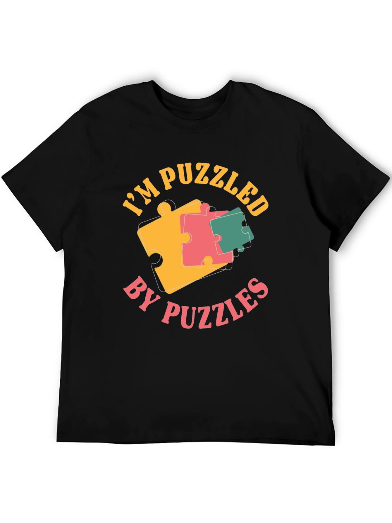 Puzzled by Puzzles Black Graphic Tee Shirt