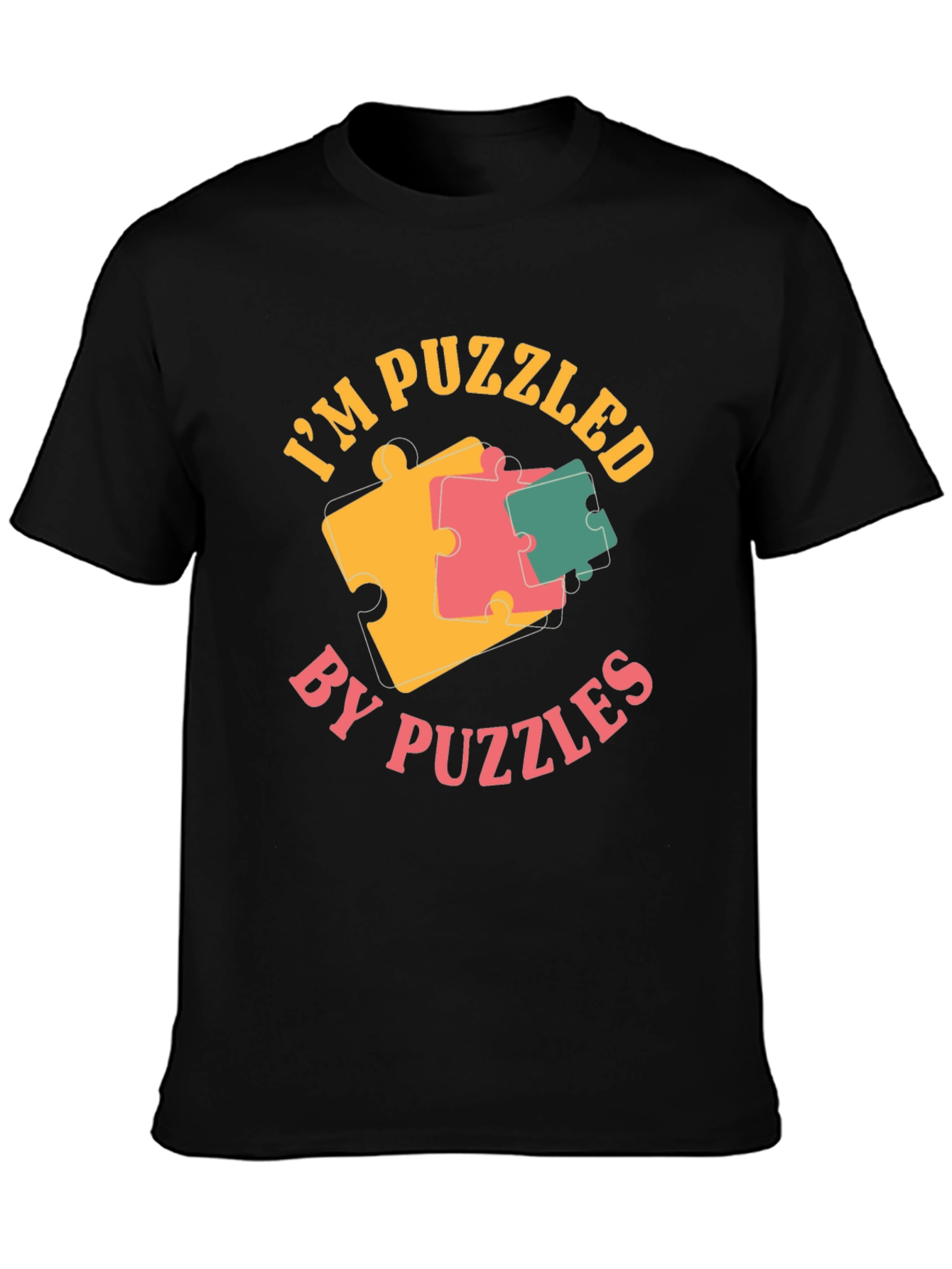 Puzzled by Puzzles Black Graphic Tee Shirt