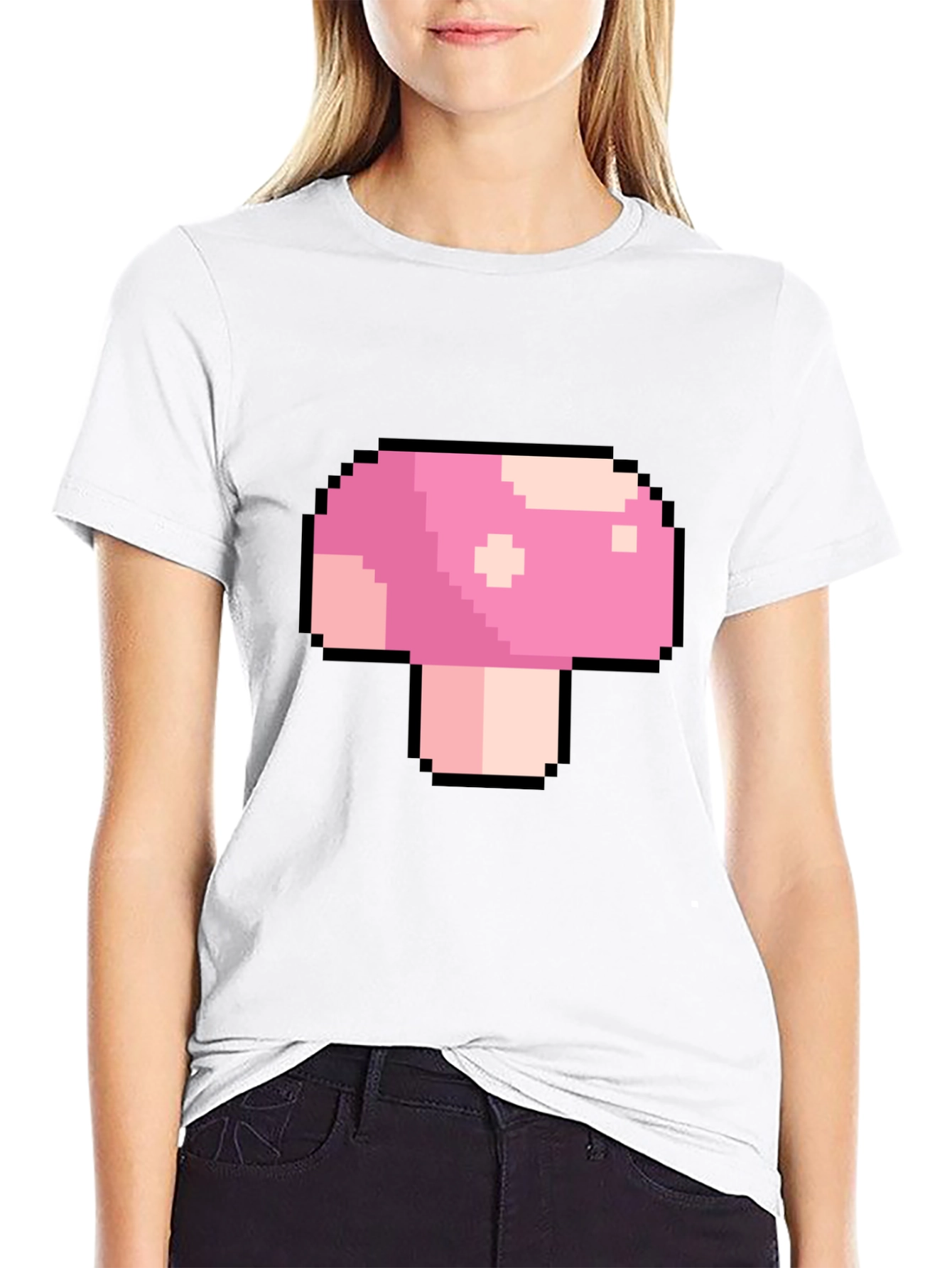 Pixel Mushroom Graphic T-Shirt - Retro Gaming Tee