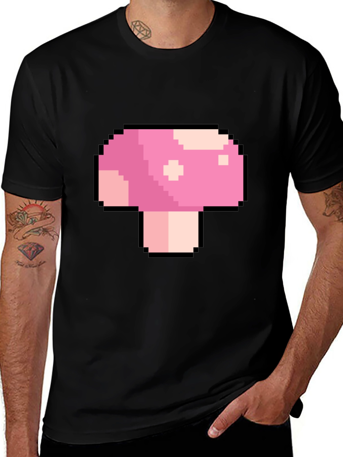 Pixel Mushroom Graphic T-Shirt - Retro Gaming Tee