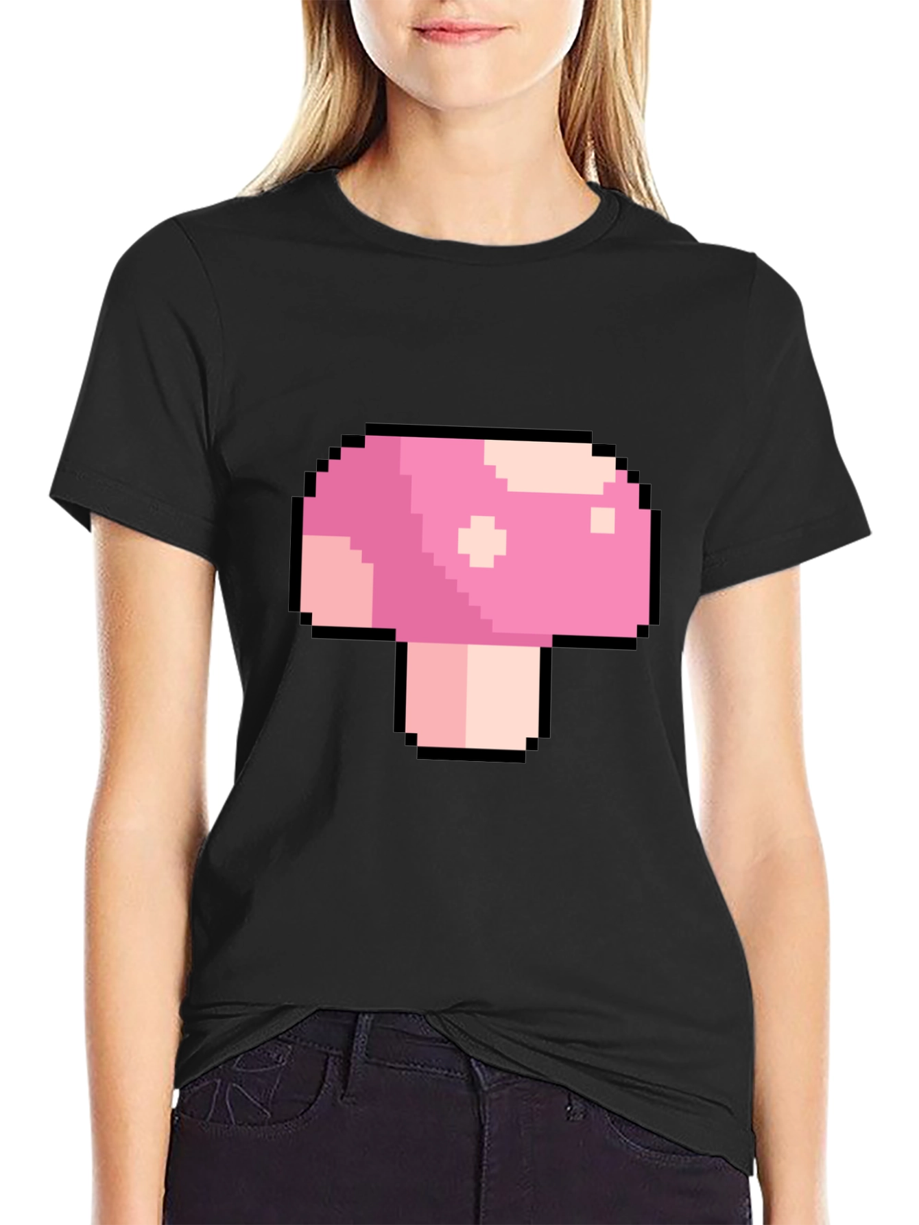 Pixel Mushroom Graphic T-Shirt - Retro Gaming Tee